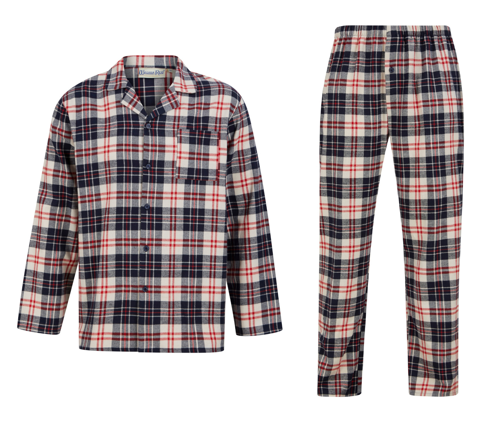 Checked Pyjamas Set Mens Brushed Cotton Walker Reid Nightwear Button Up PJs - Picture 32 of 36