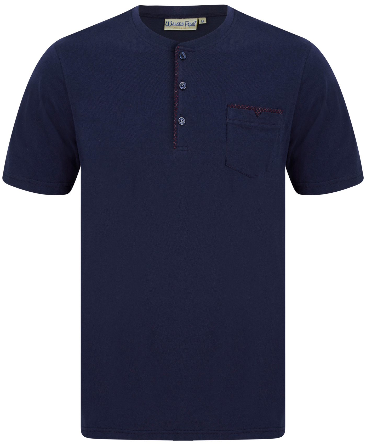 Pigiama uomo Walker Reid tinta unita maglia blu navy top e fondo pigiama rosso stampa diamanti - Foto 8 di 35