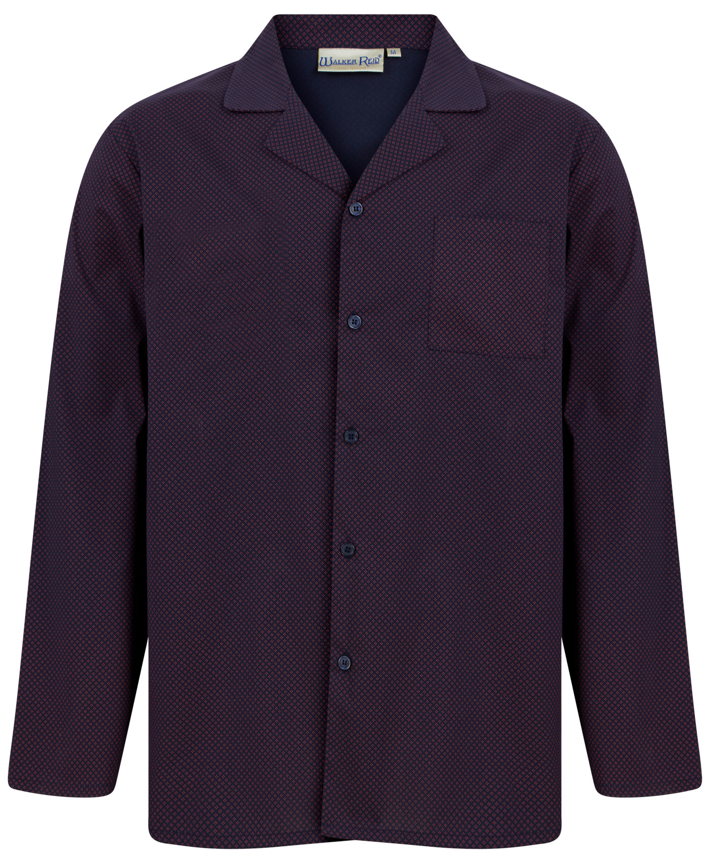 Pijama Walker Reid Para Hombres Azul Marino Rojo Diamante Abotonado Tradicional Manga Larga Pijamas - Imagen 8 de 35