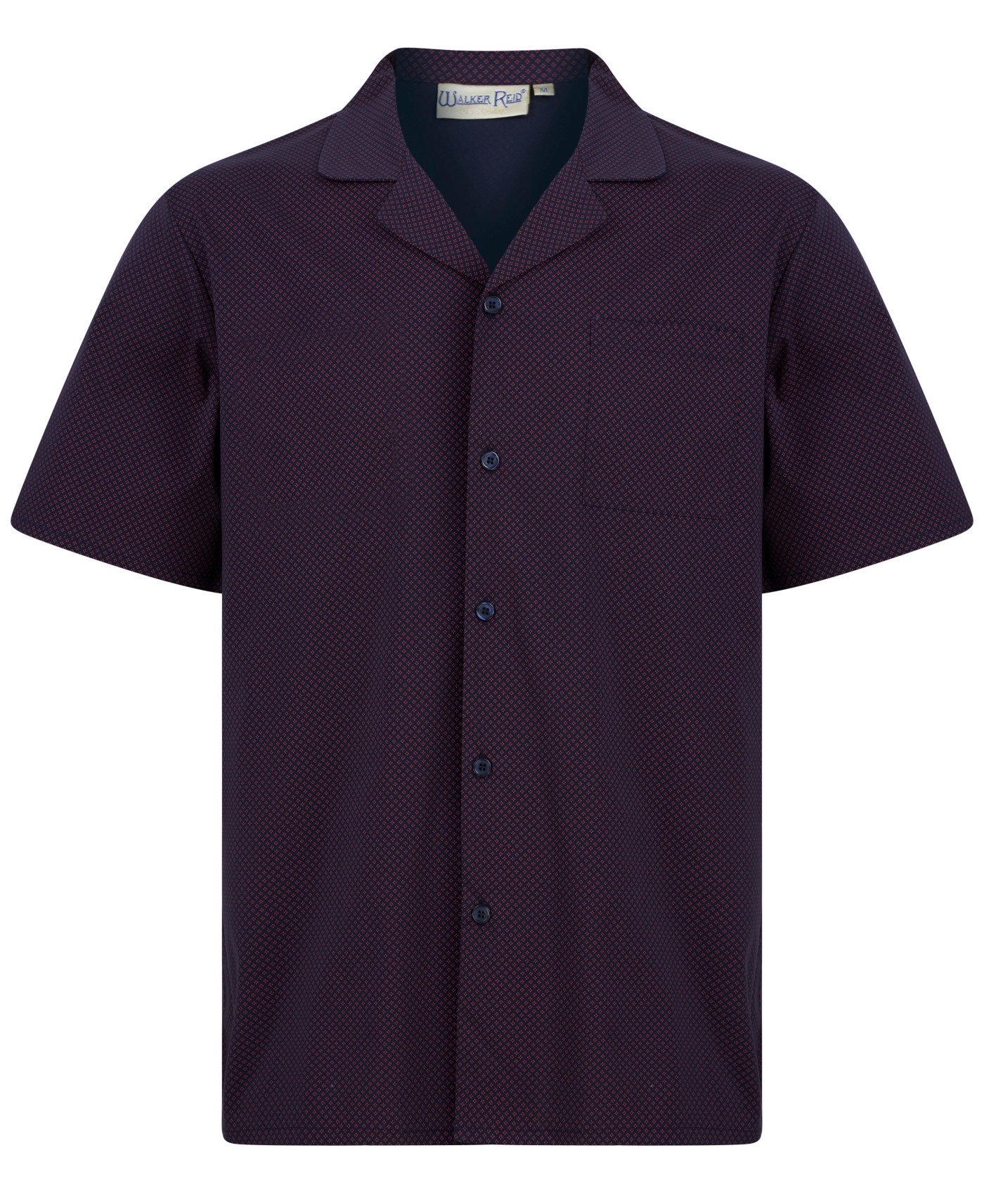 Conjunto de pijama Walker Reid para hombre azul marino rojo diamante manga corta con botones y pantalones cortos - Imagen 8 de 28