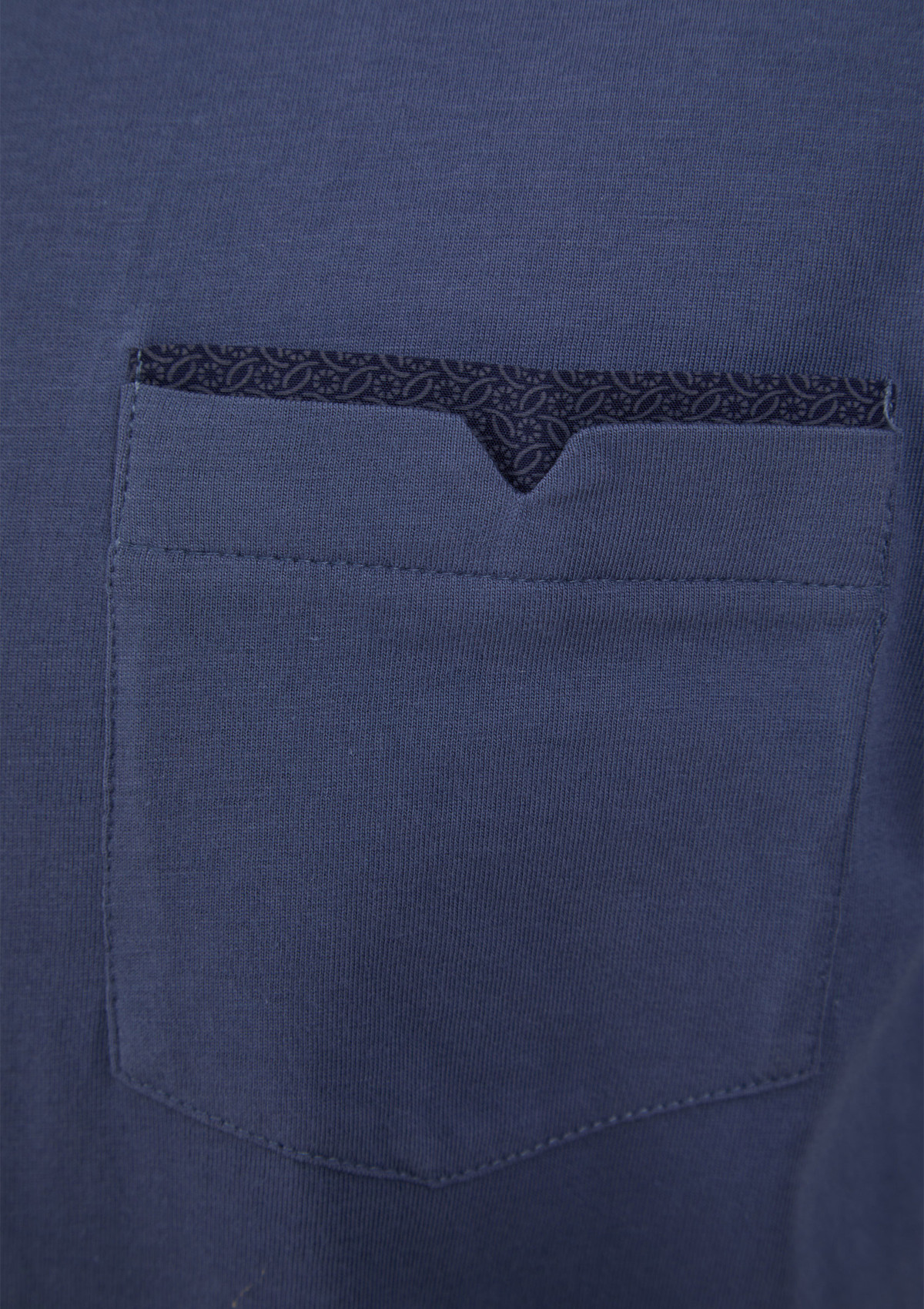 Walker Reid Herren Pyjama Uni Marine Jersey Oberteil & geometrisches Blattmuster Pyjama-Unterteil - Bild 12 von 28