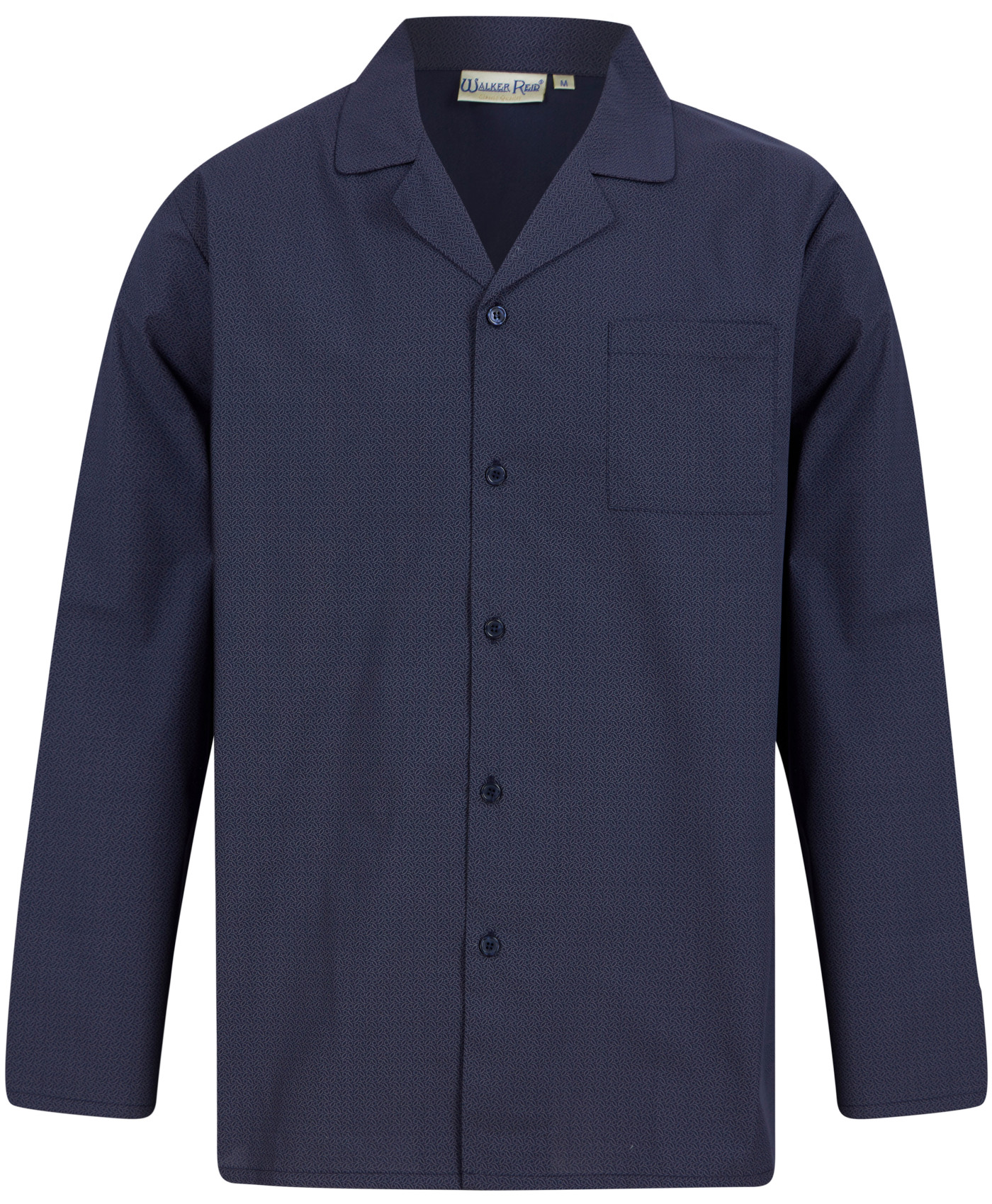 Pigiama uomo Walker Reid blu navy foglia geometrica tradizionale manica lunga bottoni pigiama - Foto 8 di 28
