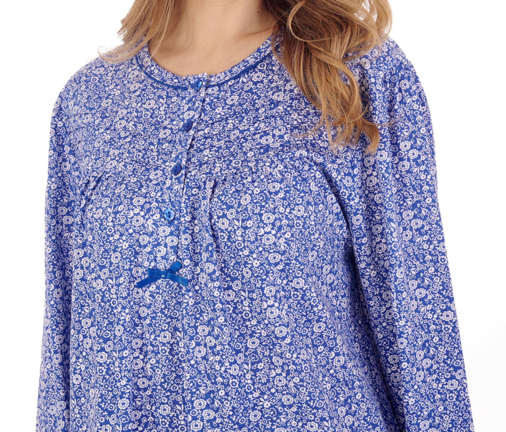 Ladies Ditsy Floral Nightdress Slenderella Long Sleeve Jersey Cotton Nightie - Picture 22 of 36