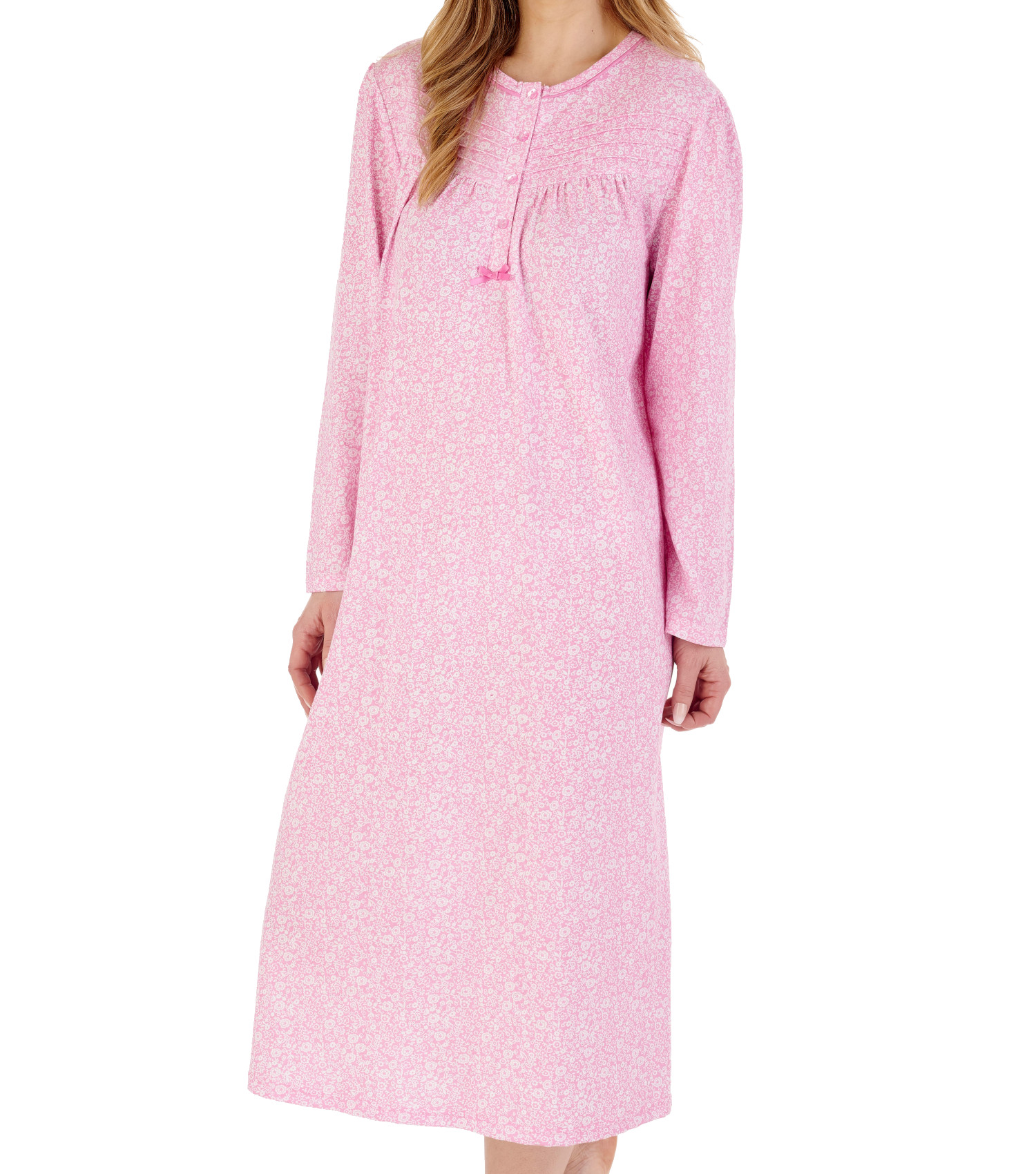 Ladies Ditsy Floral Nightdress Slenderella Long Sleeve Jersey Cotton Nightie - Picture 33 of 36