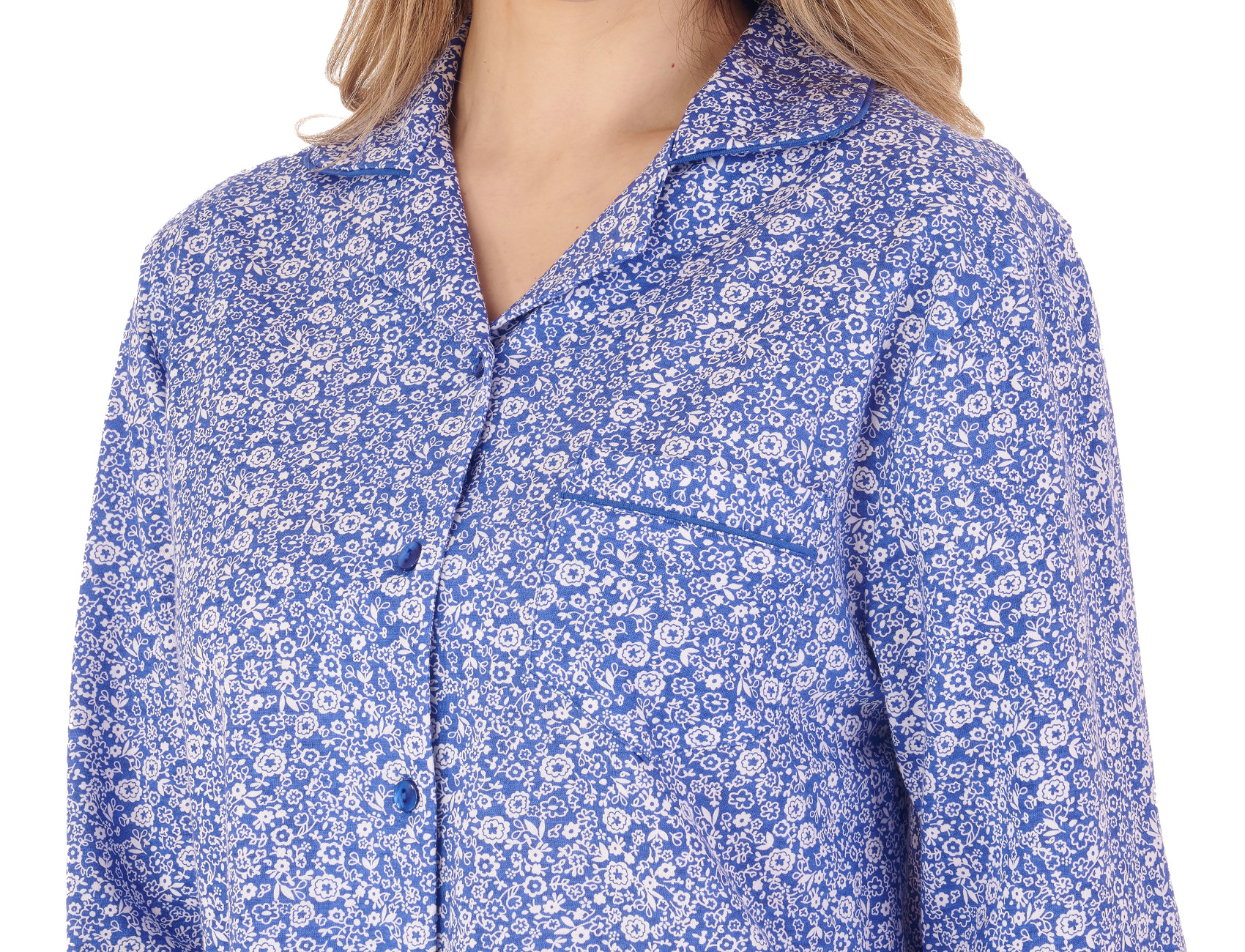Slenderella Ladies Ditsy Floral Pyjamas Cotton Jersey Button Up Top & PJ Bottoms - Picture 29 of 43