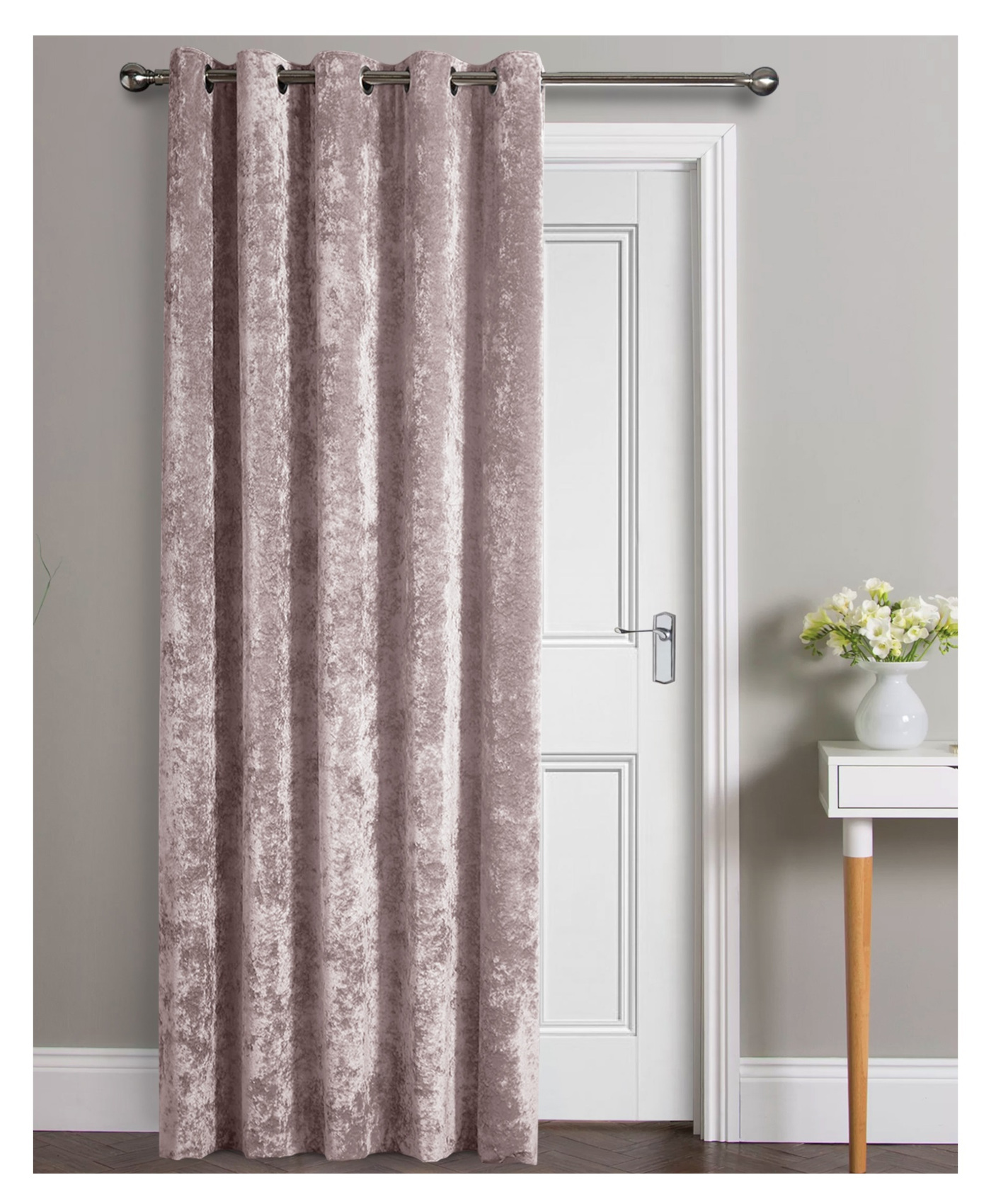 Crushed Velvet Eyelet Door Curtain 46" x 84" (6 Colours)N Mill Outlets