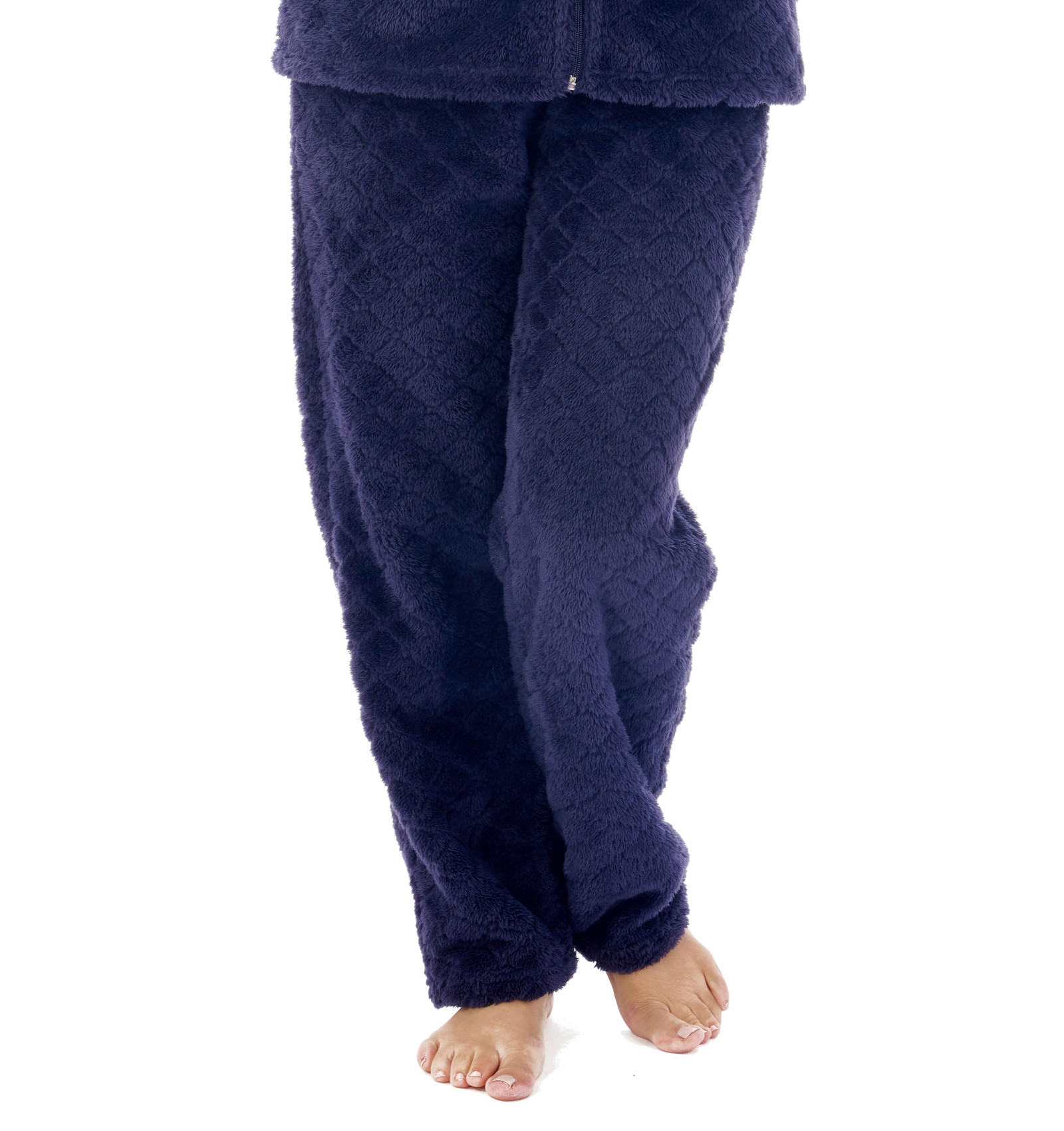 Ladies Diamond Fleece Zip Up Bed Jacket Lounge Pants or Pyjama Set Slenderella - Picture 15 of 31