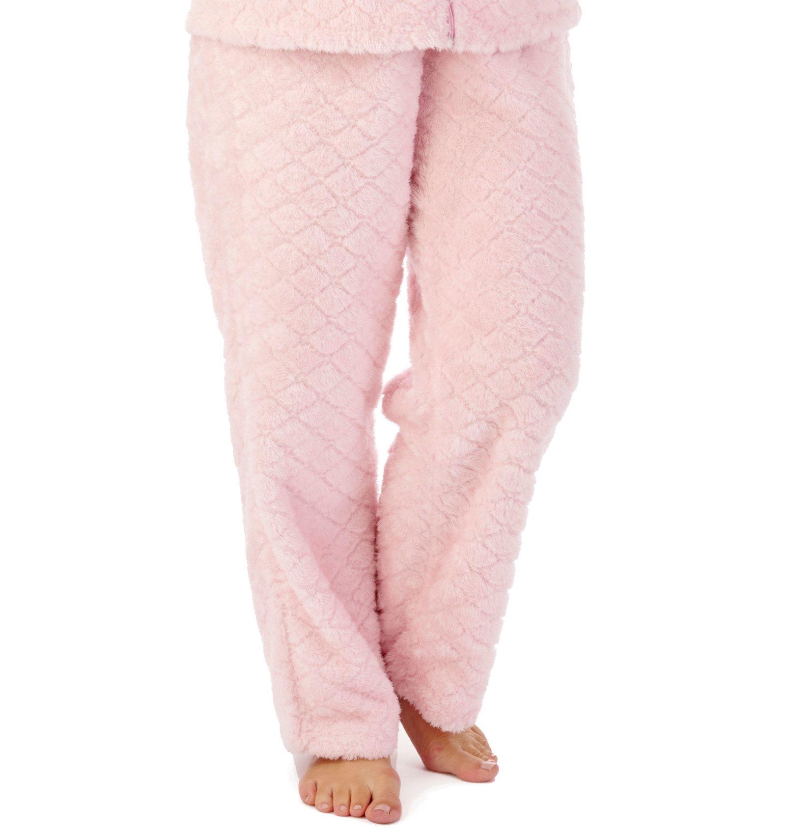 Ladies Diamond Fleece Zip Up Bed Jacket Lounge Pants or Pyjama Set Slenderella - Picture 26 of 31