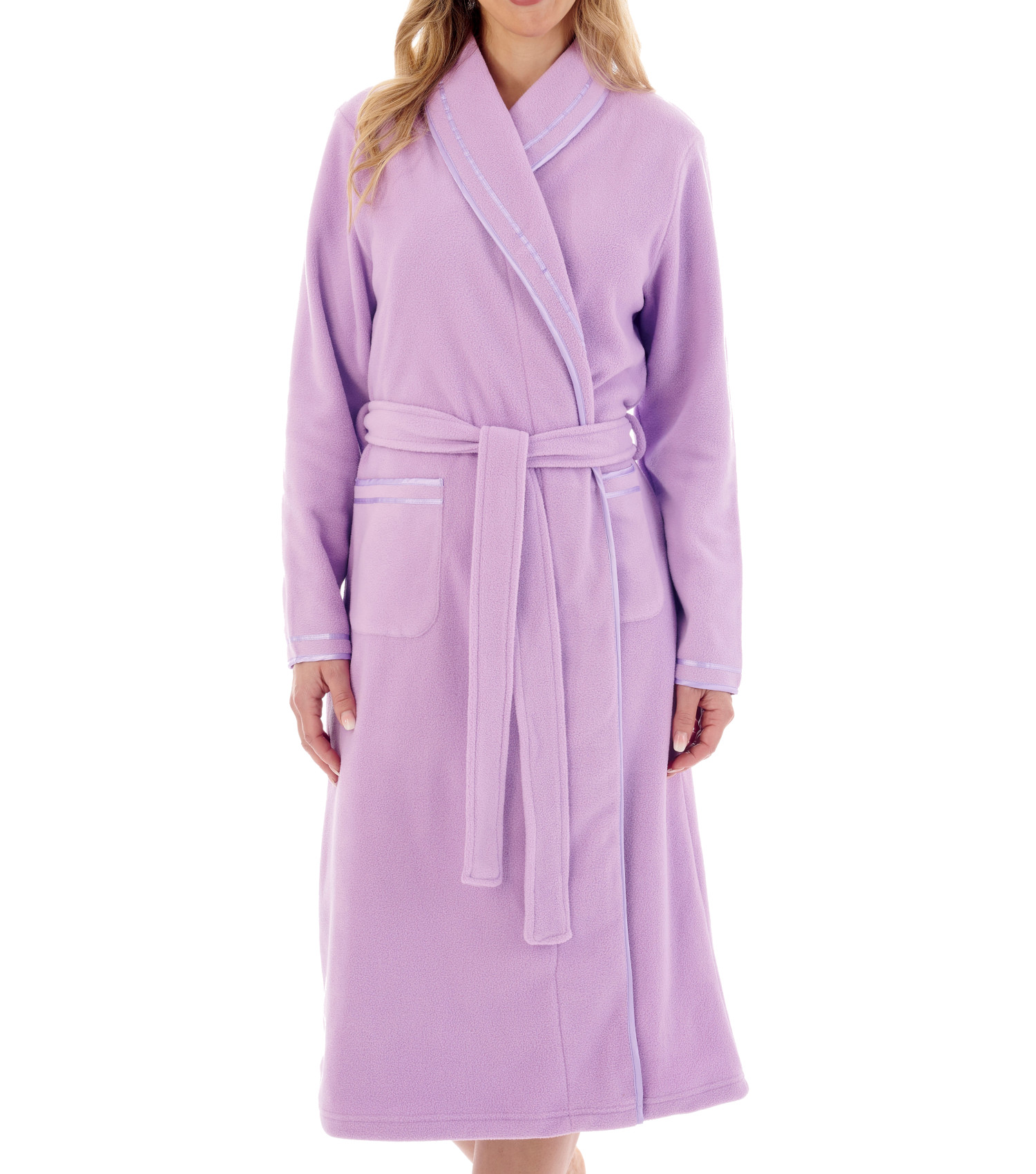 Dressing Gown Womens Shawl Collar Bathrobe Anti Pill Polar Fleece Slenderella - Picture 25 of 49