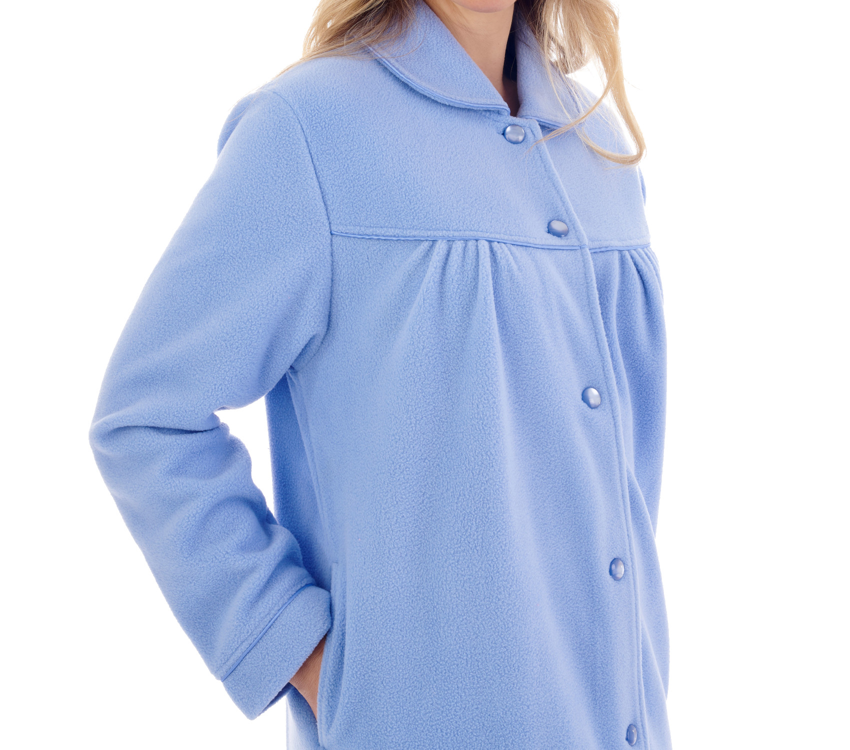 Slenderella Damen Morgenmantel mit Knopfleiste Anti Pille Polarfleece Bademantel - Bild 13 von 43