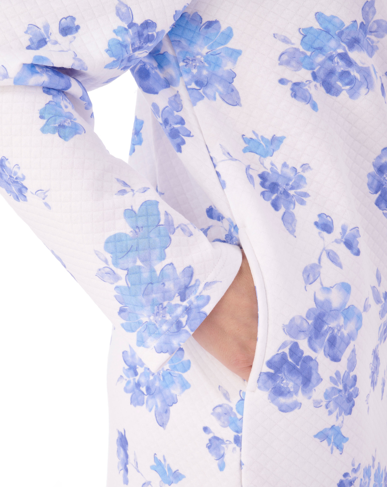 Slenderella Ladies Bold Floral Dressing Gown Mock Quilt Shawl Collar Wrap Robe - Picture 15 of 25