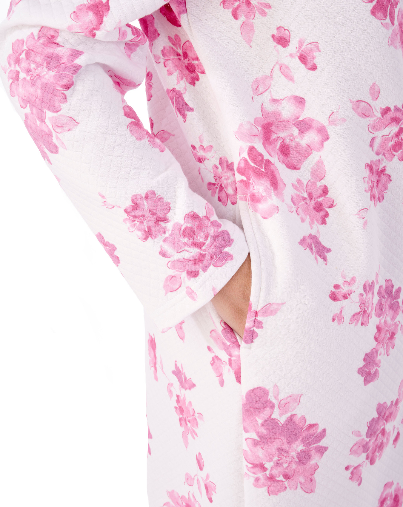 Slenderella Ladies Bold Floral Dressing Gown Mock Quilt Shawl Collar Wrap Robe - Picture 23 of 25