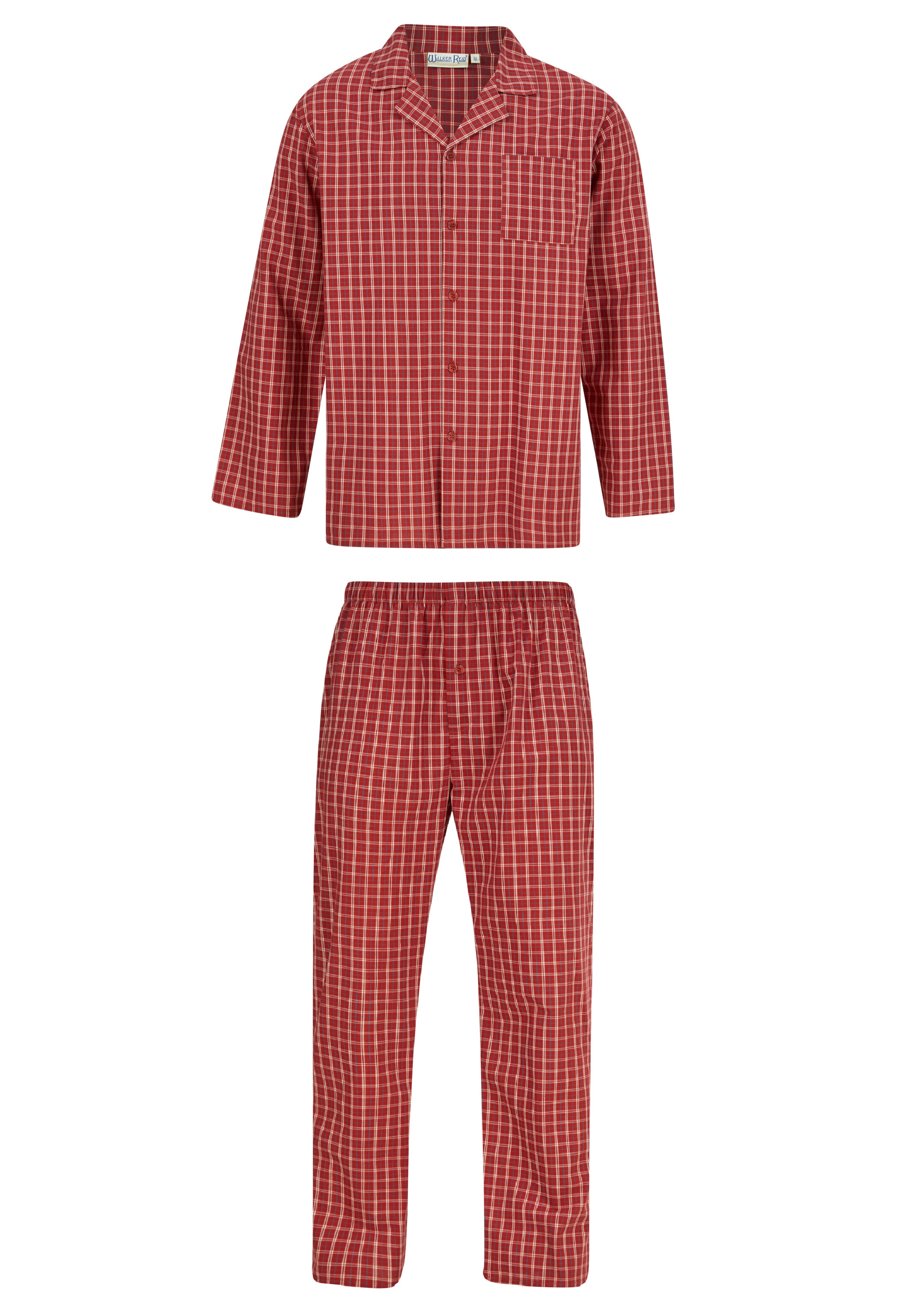 Conjunto de pijamas tradicionales de manga larga con botones de algodón a cuadros Walker Reid para hombre - Imagen 34 de 35