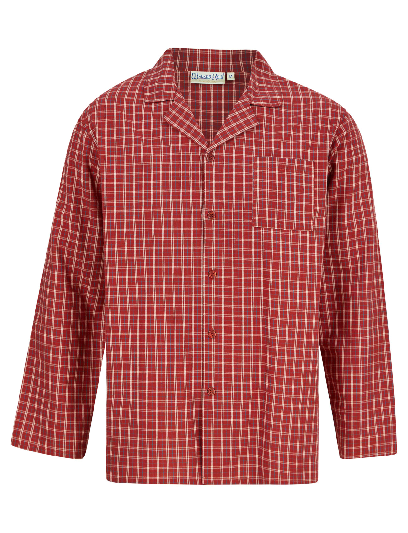 Conjunto de pijamas tradicionales de manga larga con botones de algodón a cuadros Walker Reid para hombre - Imagen 35 de 35