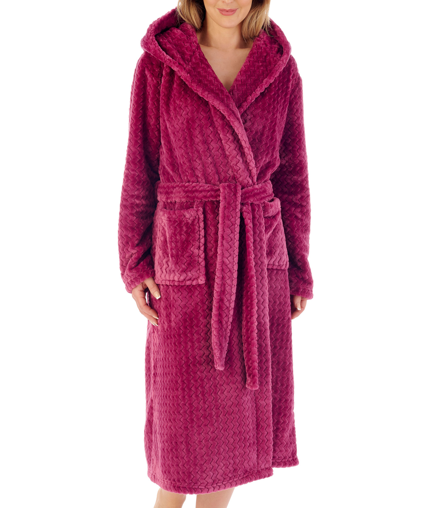 Bata de baño con capucha Slenderella para damas en zig zag suave cuello polar vestido - Imagen 69 de 89