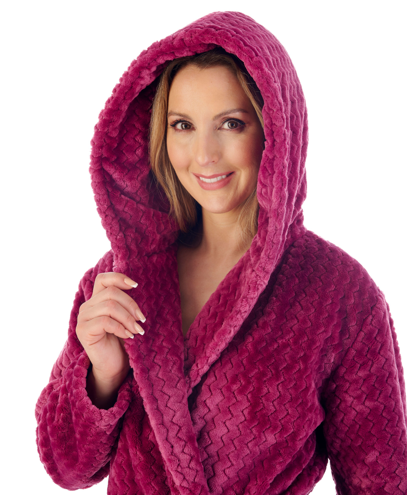 Bata de baño con capucha Slenderella para damas en zig zag suave cuello polar vestido - Imagen 71 de 89