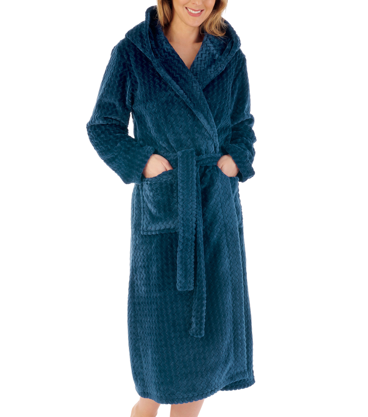 Bata de baño con capucha Slenderella para damas en zig zag suave cuello polar vestido - Imagen 81 de 89