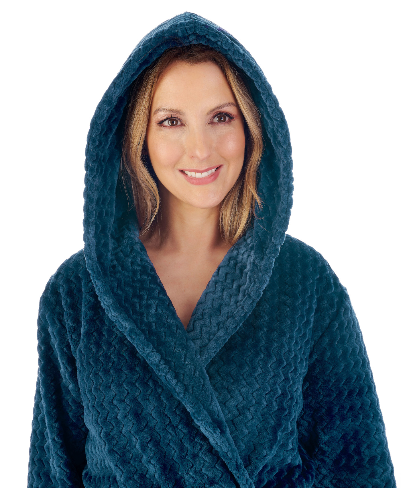 Bata de baño con capucha Slenderella para damas en zig zag suave cuello polar vestido - Imagen 83 de 89