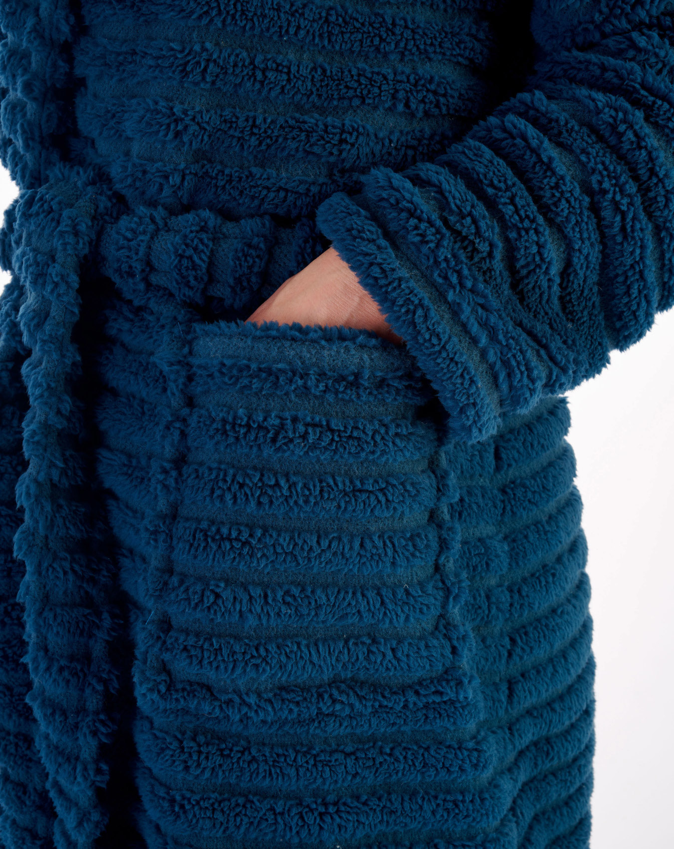 Albornoz envolvente con capucha Slenderella para mujer a rayas oso de peluche vestido polar - Imagen 46 de 46