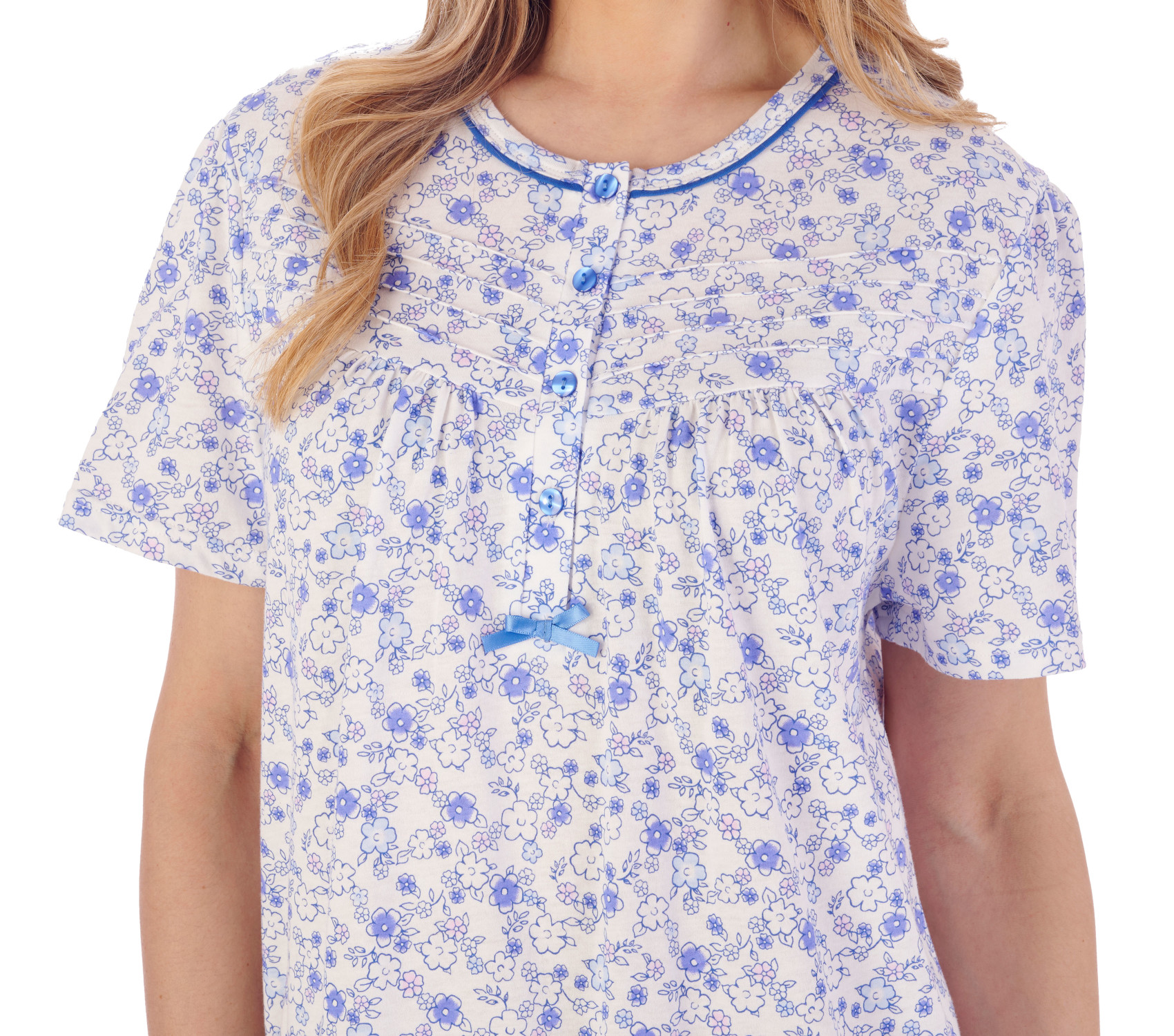 Camisón Slenderella Damas Ditsy Floral Manga Corta Jersey Algodón Camisón - Imagen 11 de 37