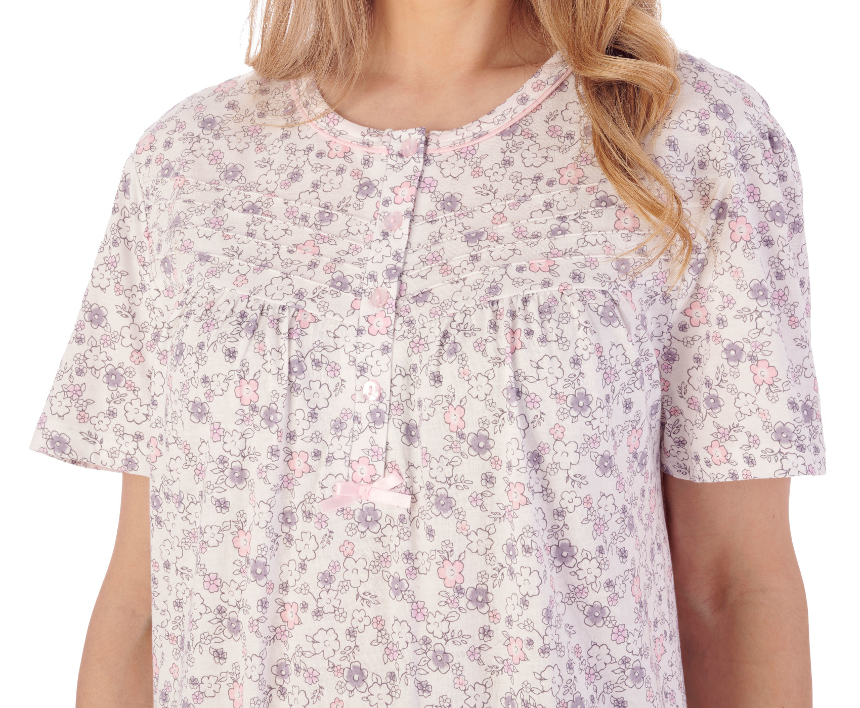 Camisón Slenderella Damas Ditsy Floral Manga Corta Jersey Algodón Camisón - Imagen 27 de 37