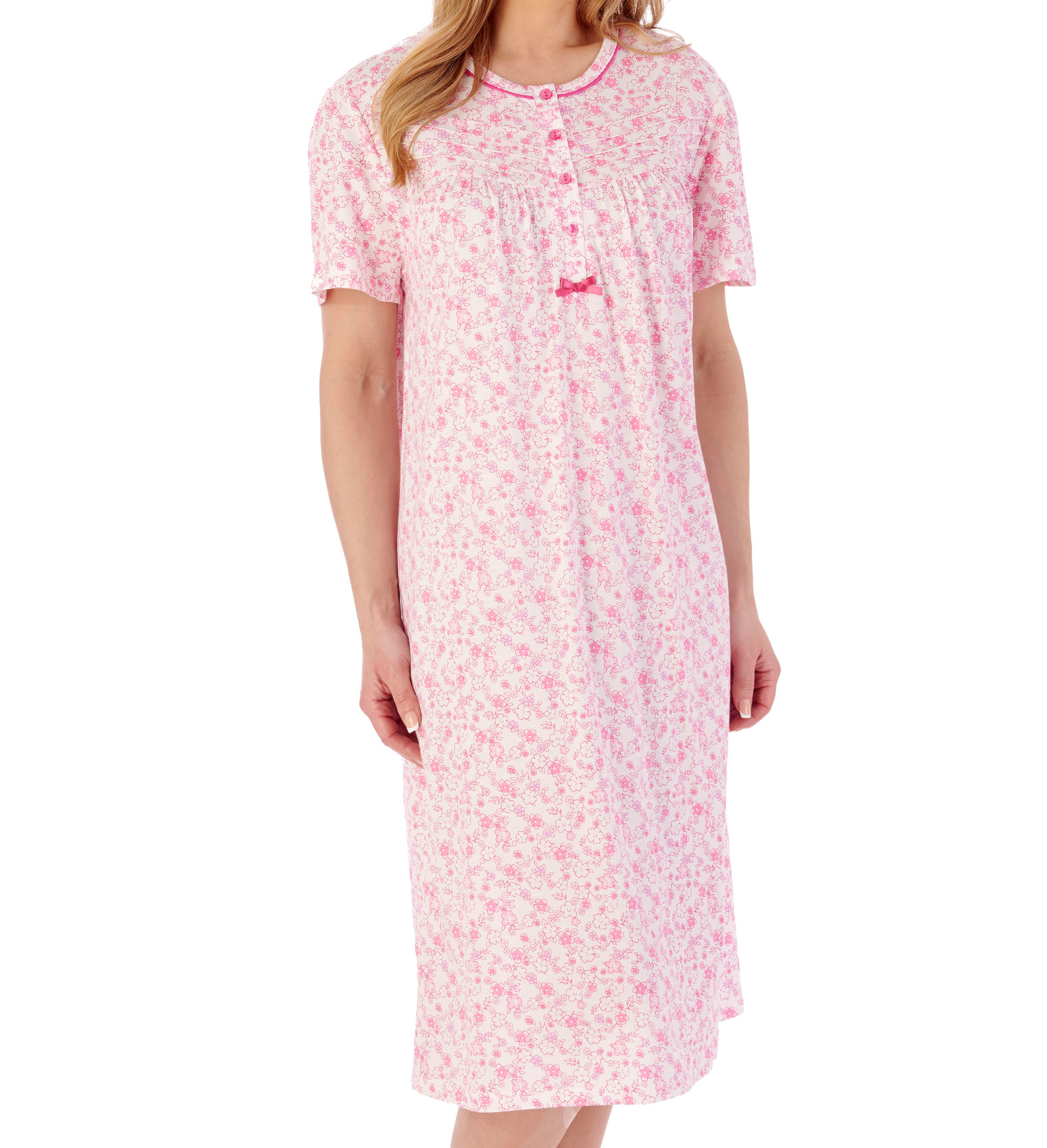 Camisón Slenderella Damas Ditsy Floral Manga Corta Jersey Algodón Camisón - Imagen 36 de 37