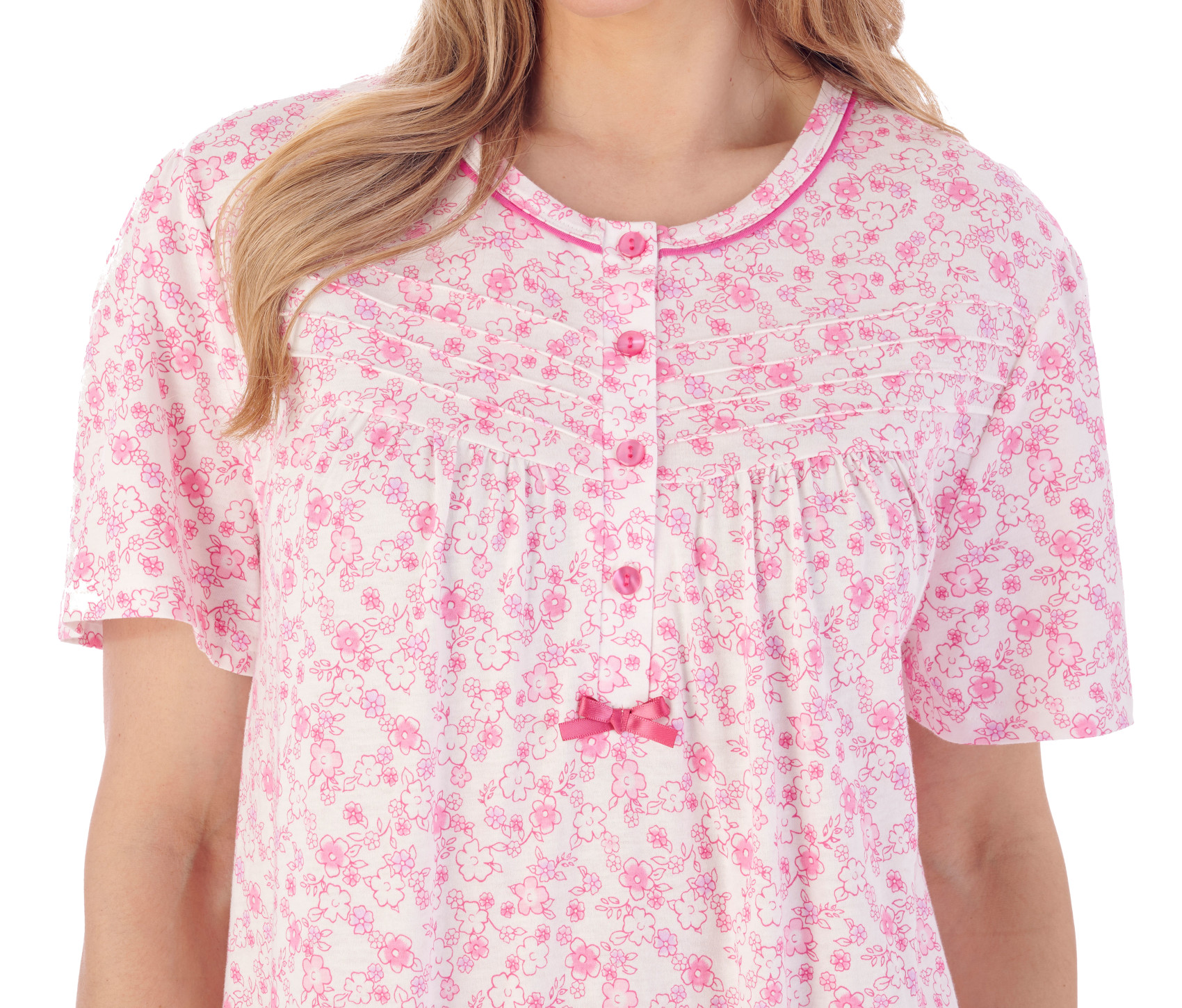 Camisón Slenderella Damas Ditsy Floral Manga Corta Jersey Algodón Camisón - Imagen 37 de 37