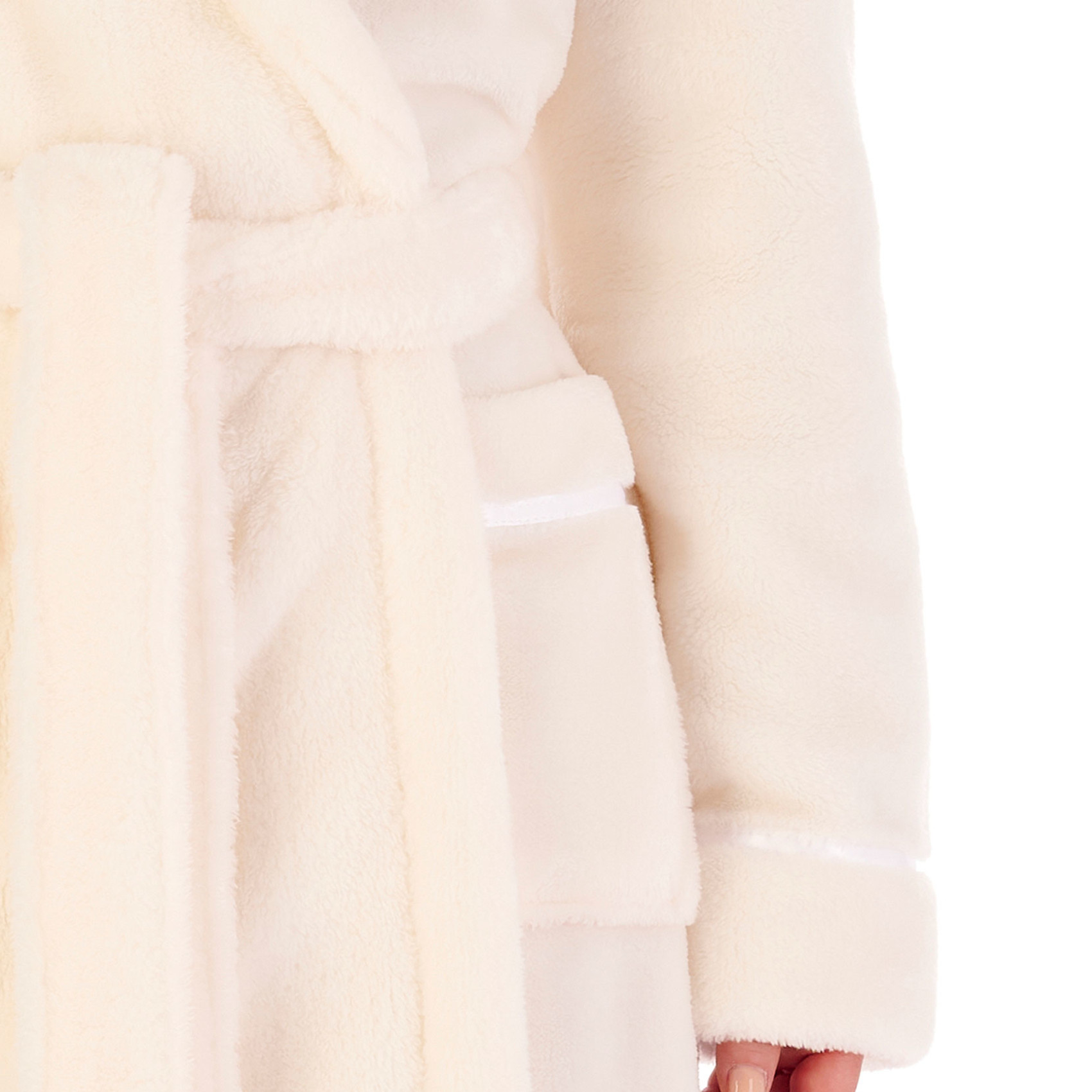 Dressing Gown Soft Flannel Fleece Womens Hooded Wrap Slenderella Luxury Bathrobe - Picture 45 of 87