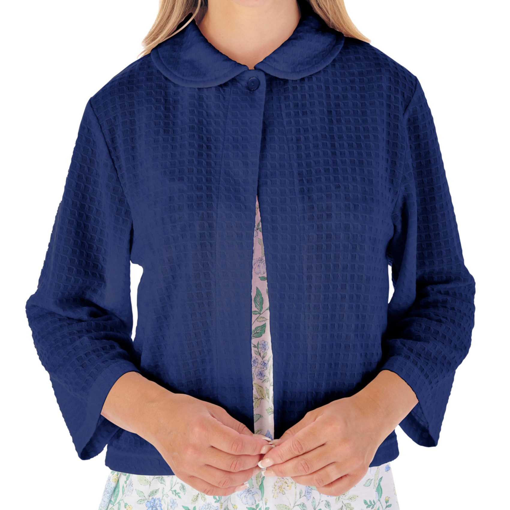 Slenderella Ladies Bed Jacket Waffle Knit Button Fastening 3/4 Sleeve Housecoat - Picture 20 of 25
