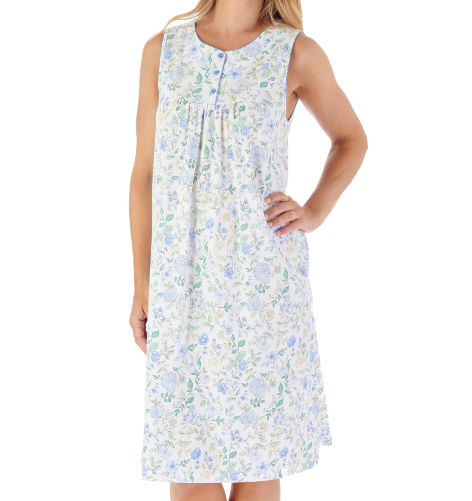 Slenderella Ladies Sleeveless Jersey Nightdress Trailing Floral Print Nightie - Picture 8 of 25