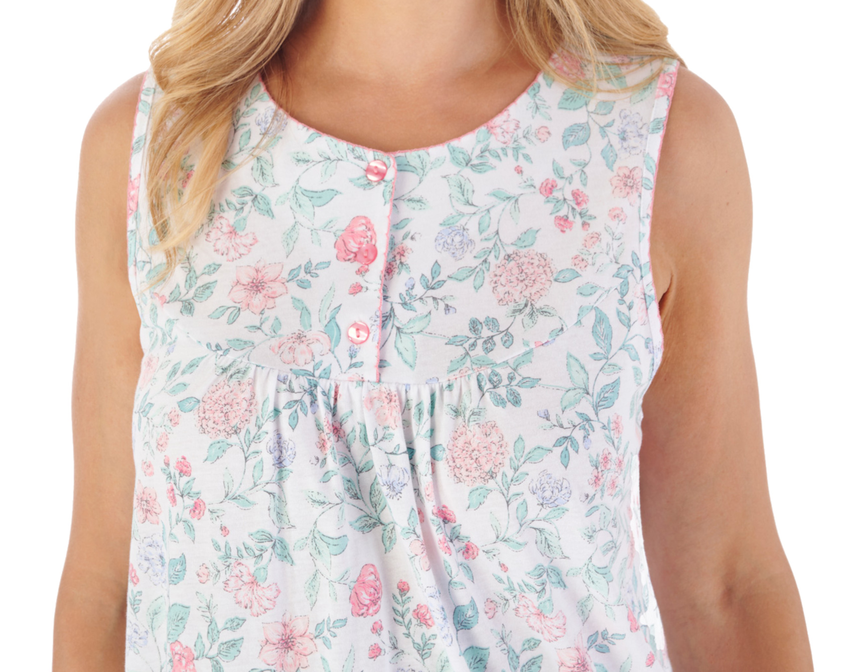 Slenderella Ladies Sleeveless Jersey Nightdress Trailing Floral Print Nightie - Picture 25 of 25