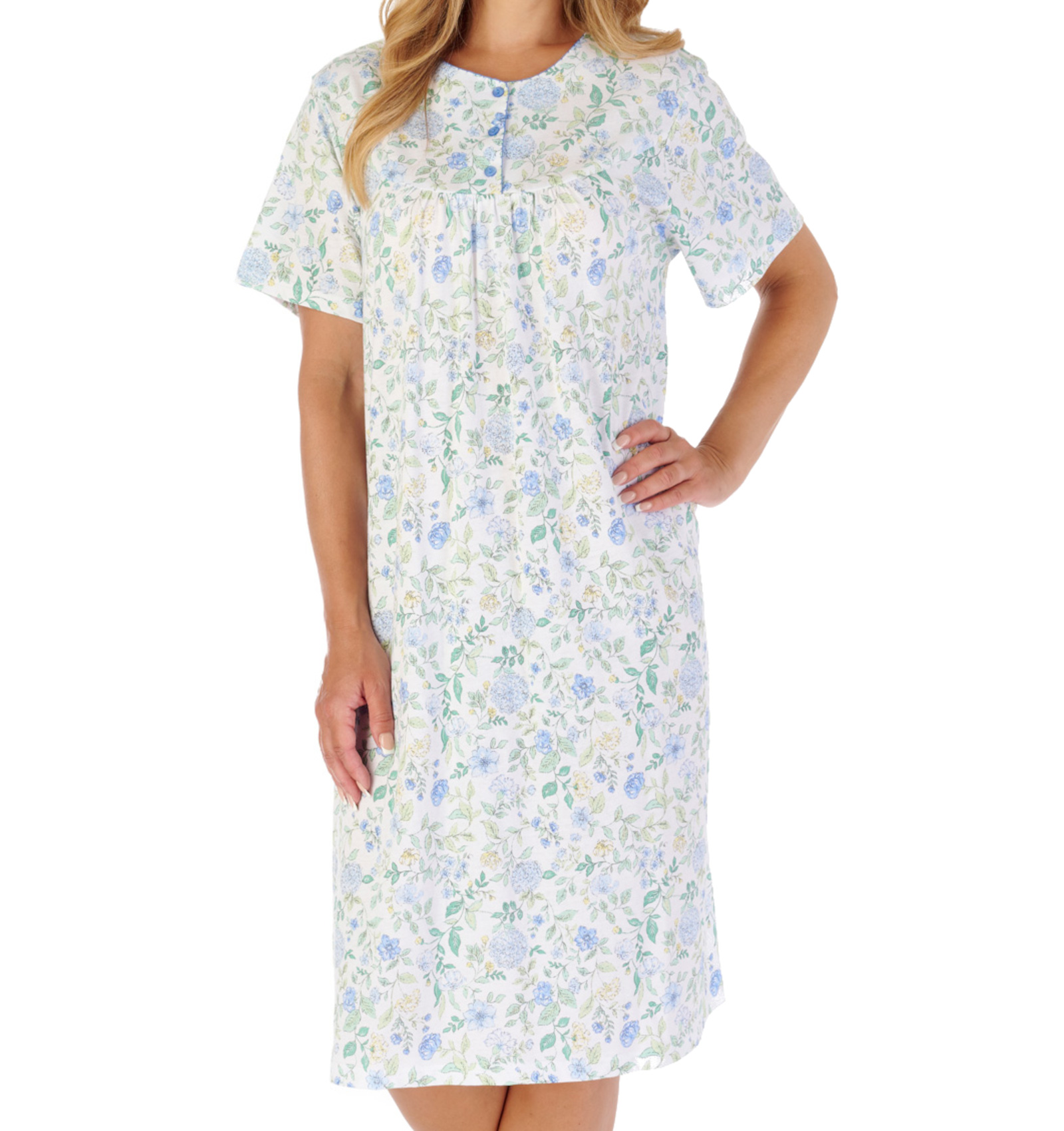 Slenderella Ladies Short Sleeve Jersey Nightdress Trailing Floral Print Nightie - Picture 12 of 25