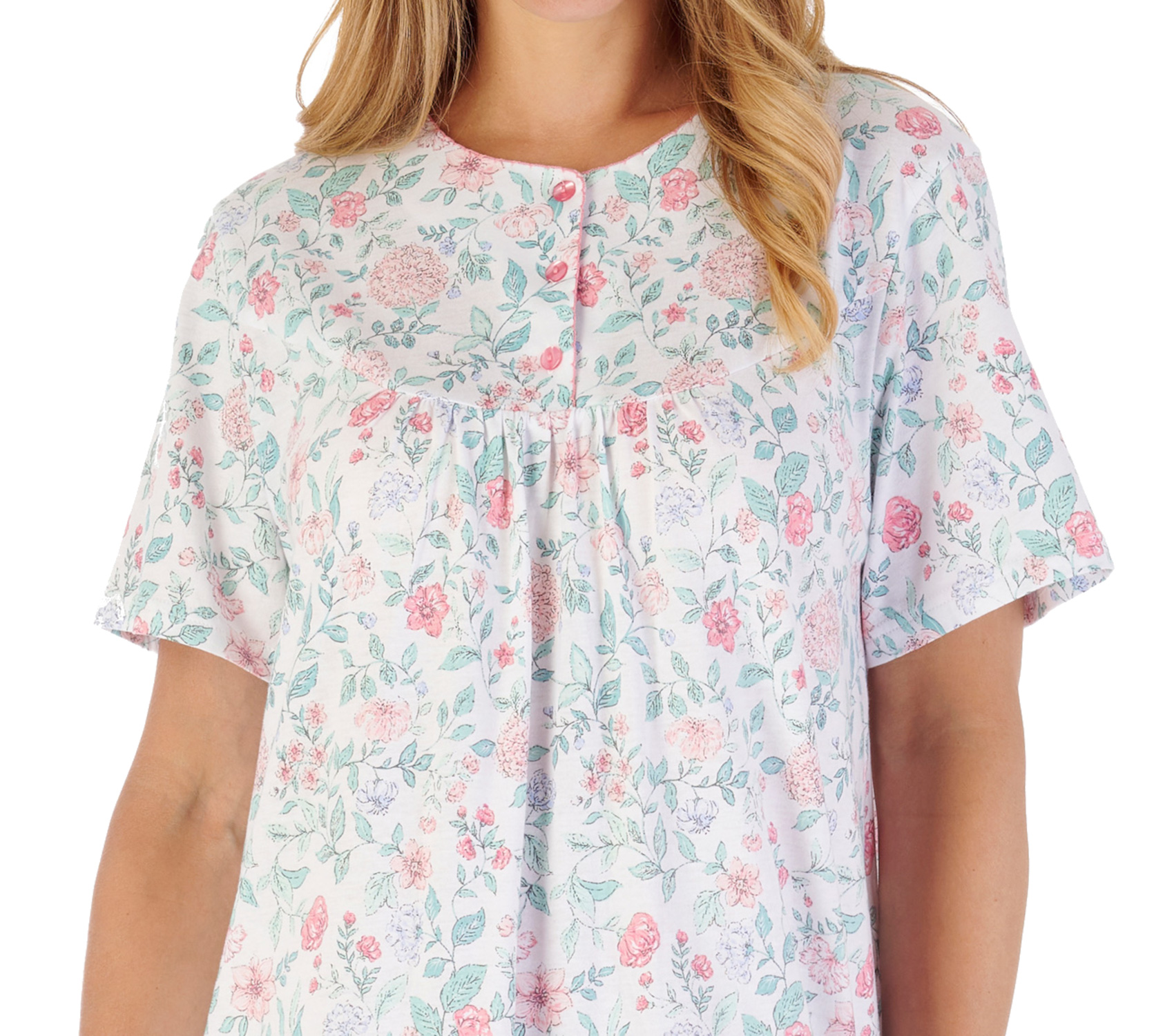 Slenderella Ladies Short Sleeve Jersey Nightdress Trailing Floral Print Nightie - Picture 23 of 25