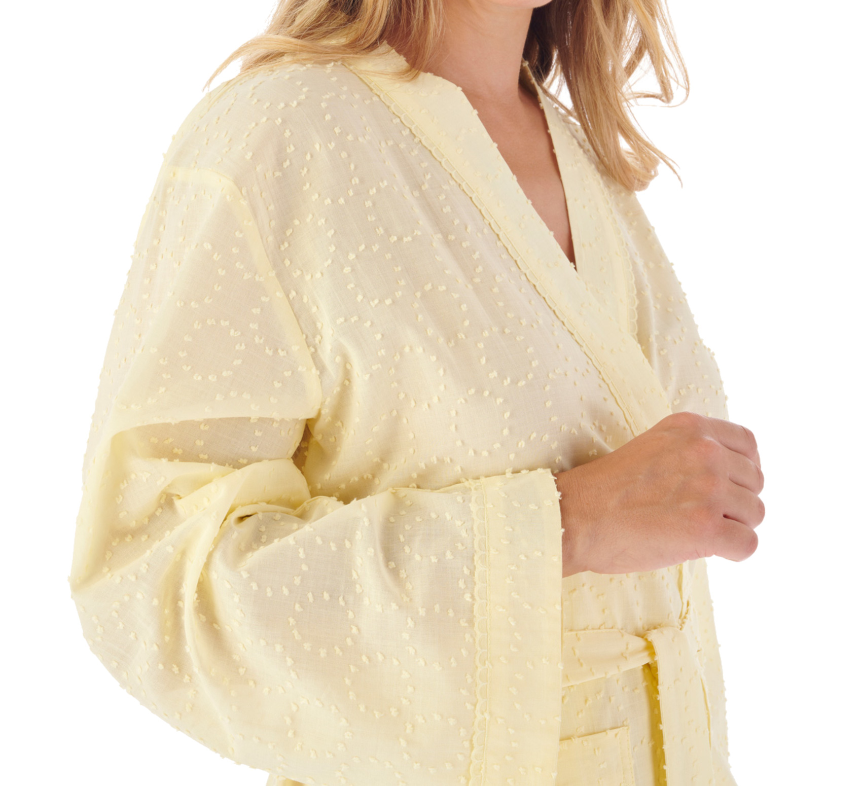 Vestaglia donna Slenderella circolare a pois dobby leggera cotone avvolgente - Foto 10 di 40