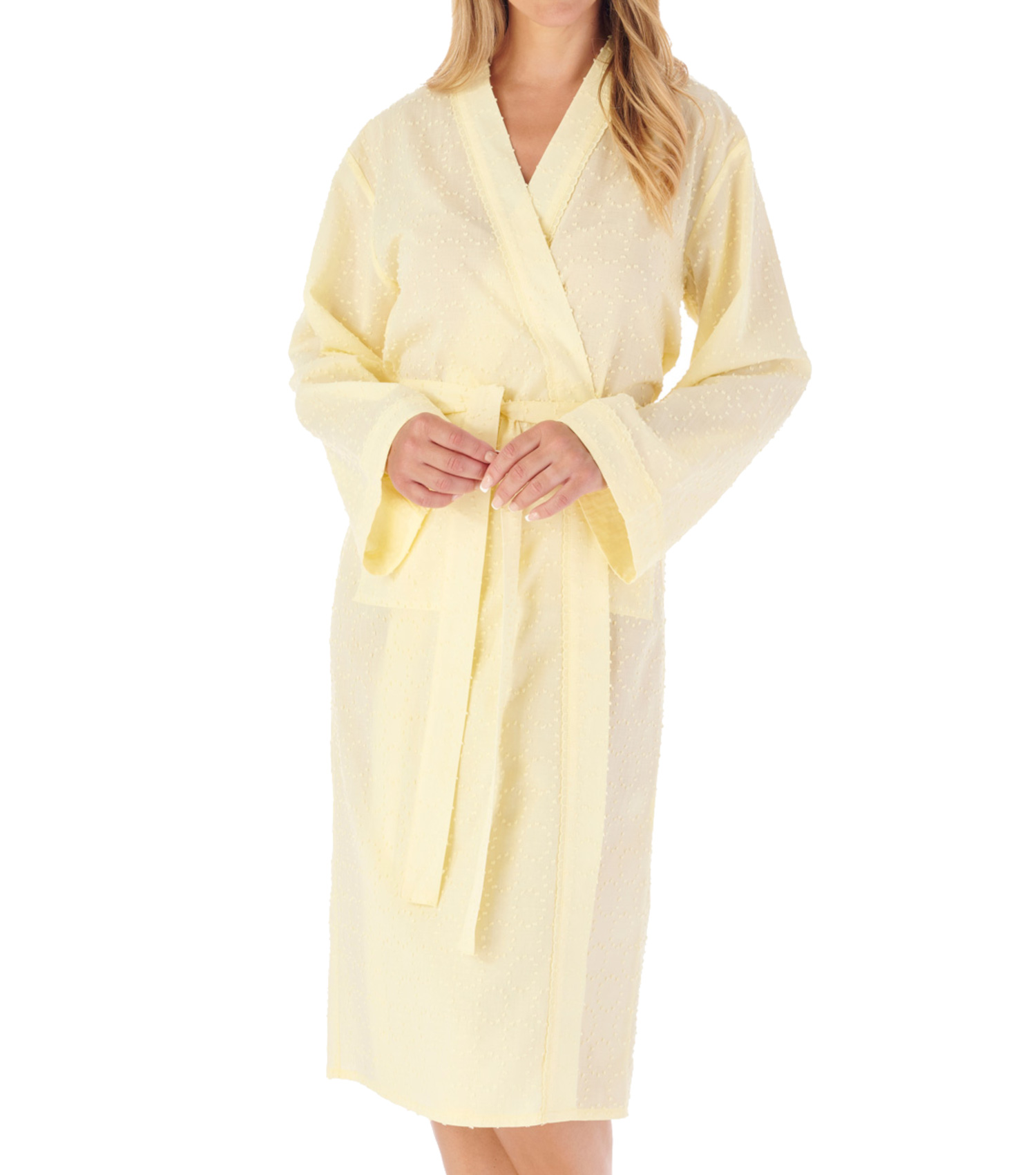 Vestaglia donna Slenderella circolare a pois dobby leggera cotone avvolgente - Foto 15 di 40