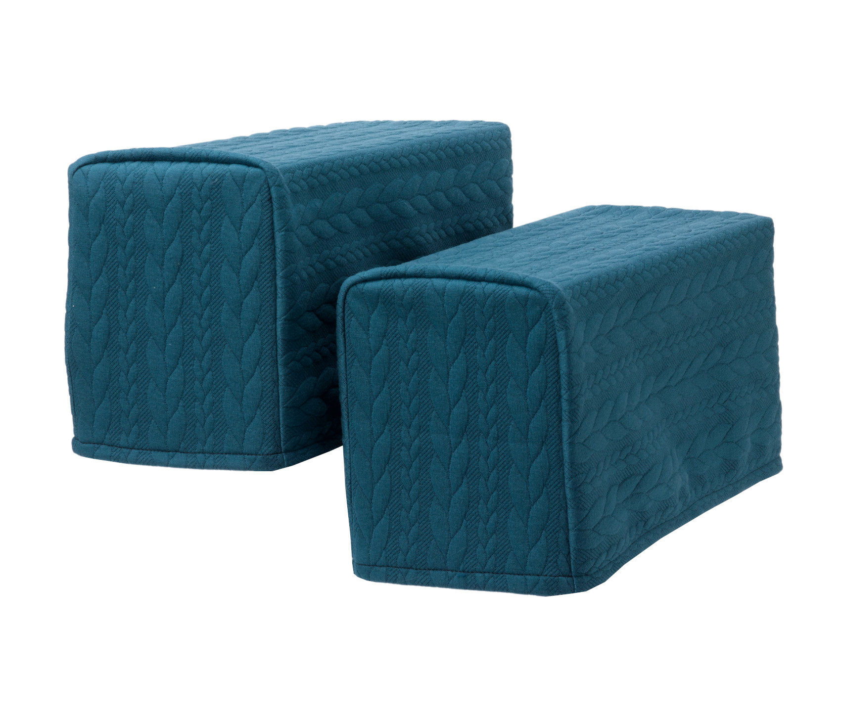 Stretchy Cable Knit Pattern Rounded Arm Caps Pair Antimacassar Furniture Cover - Picture 10 of 10