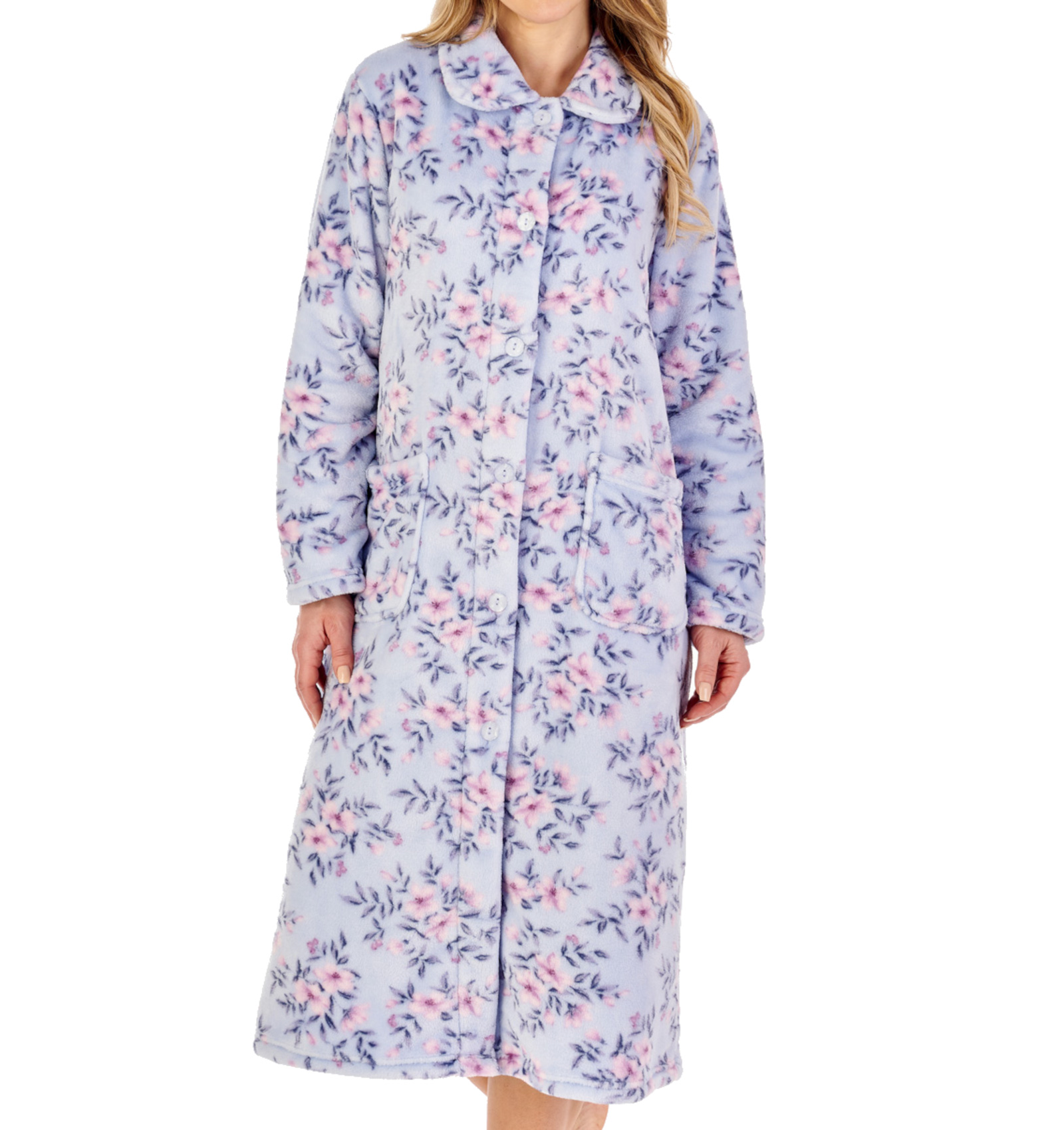 Cotton dressing gown with buttons sale