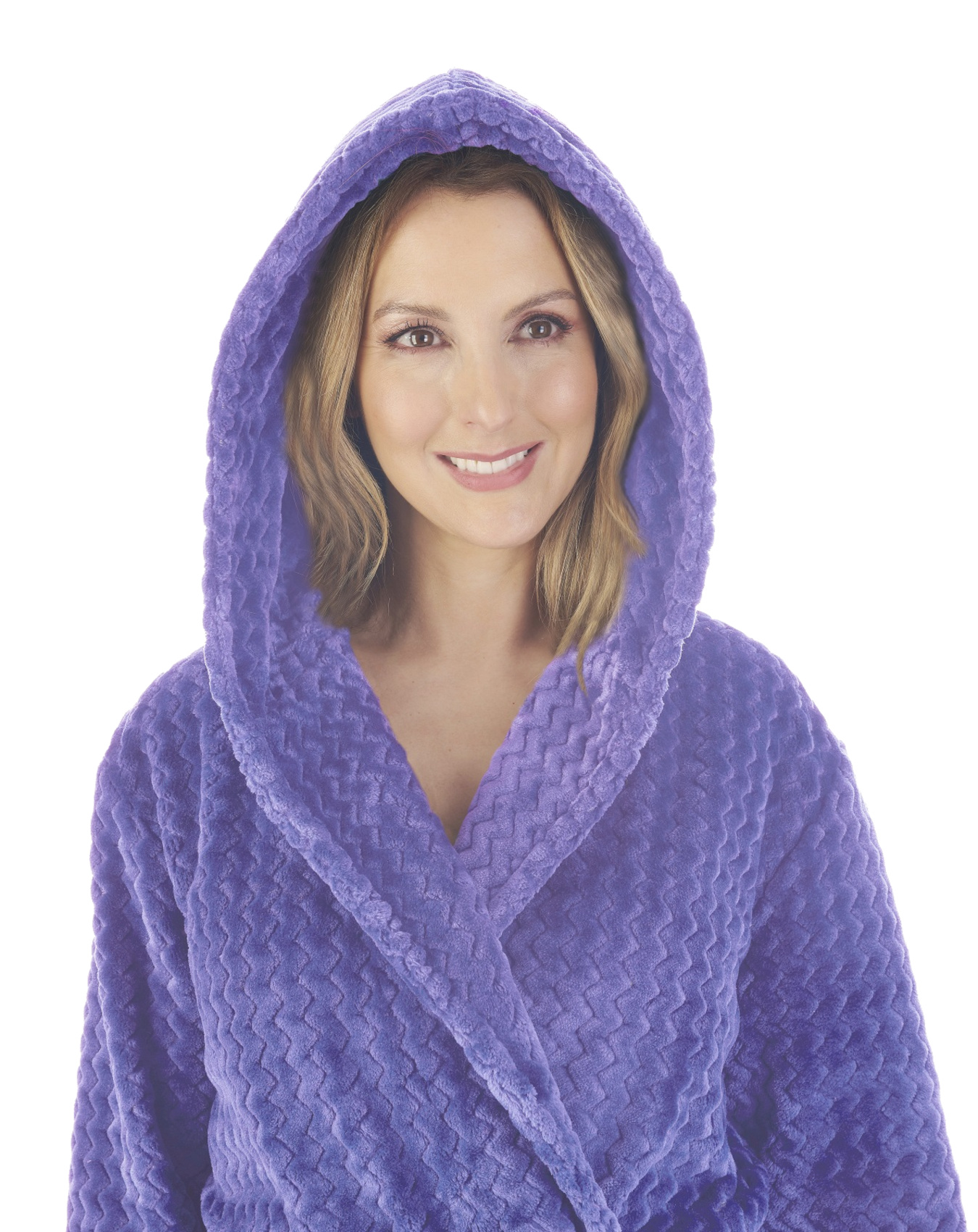 Bata de baño con capucha Slenderella para damas en zig zag suave cuello polar vestido - Imagen 23 de 89