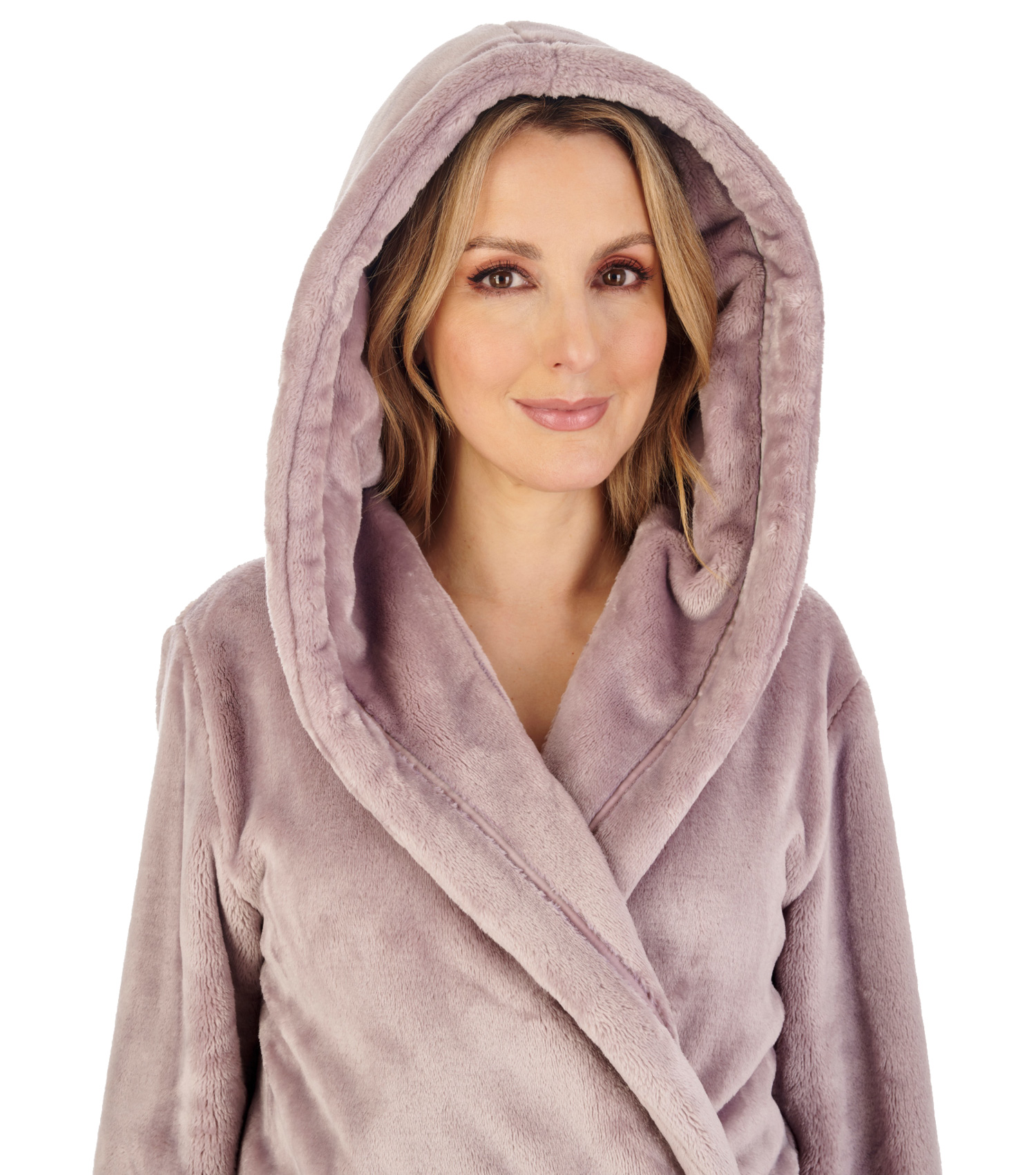 Dressing Gown Soft Flannel Fleece Womens Hooded Wrap Slenderella Luxury Bathrobe - Picture 59 of 87