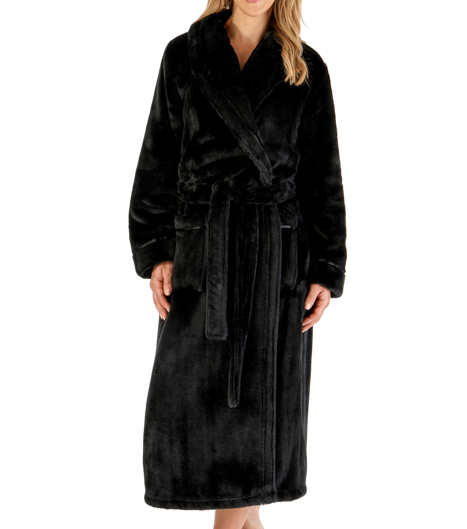 Slenderella Ladies Luxury Robe Thick Flannel Fleece Shawl Collar Dressing Gown - Picture 6 of 26