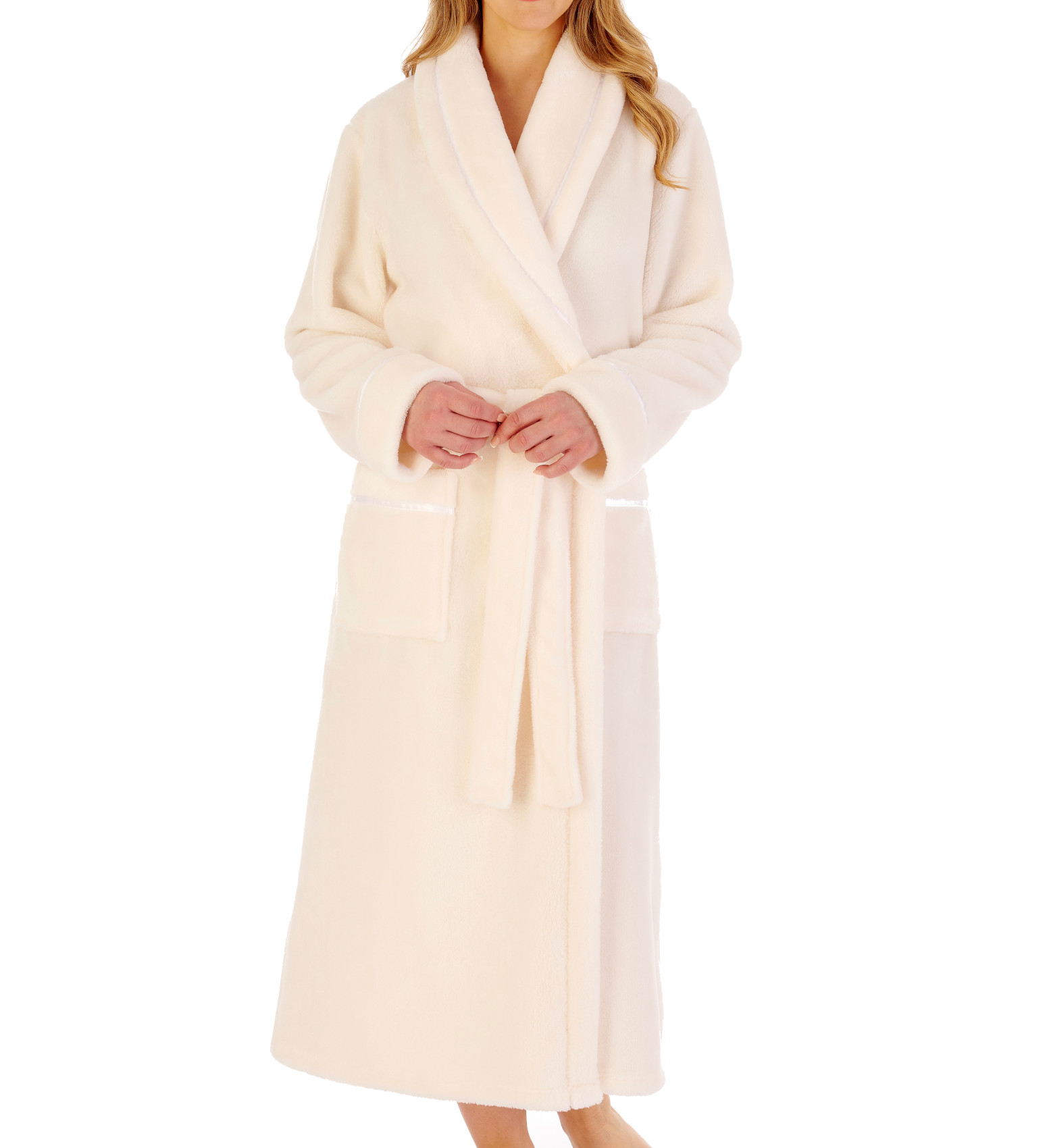 Slenderella Ladies Luxury Robe Thick Flannel Fleece Shawl Collar Dressing Gown - Picture 10 of 26