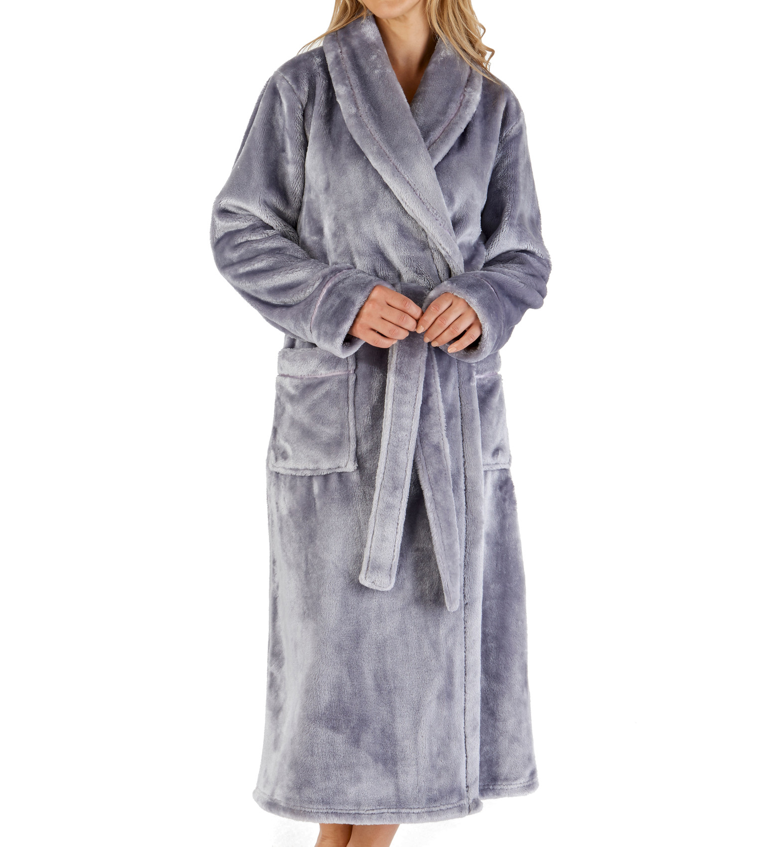 Slenderella Ladies Luxury Robe Thick Flannel Fleece Shawl Collar Dressing Gown - Picture 25 of 26