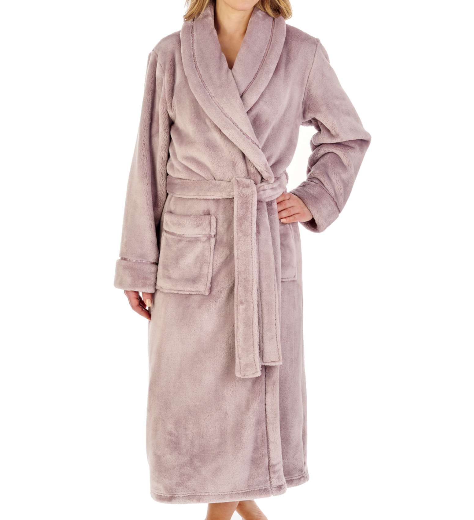 Slenderella Ladies Luxury Robe Thick Flannel Fleece Shawl Collar Dressing Gown - Picture 13 of 26