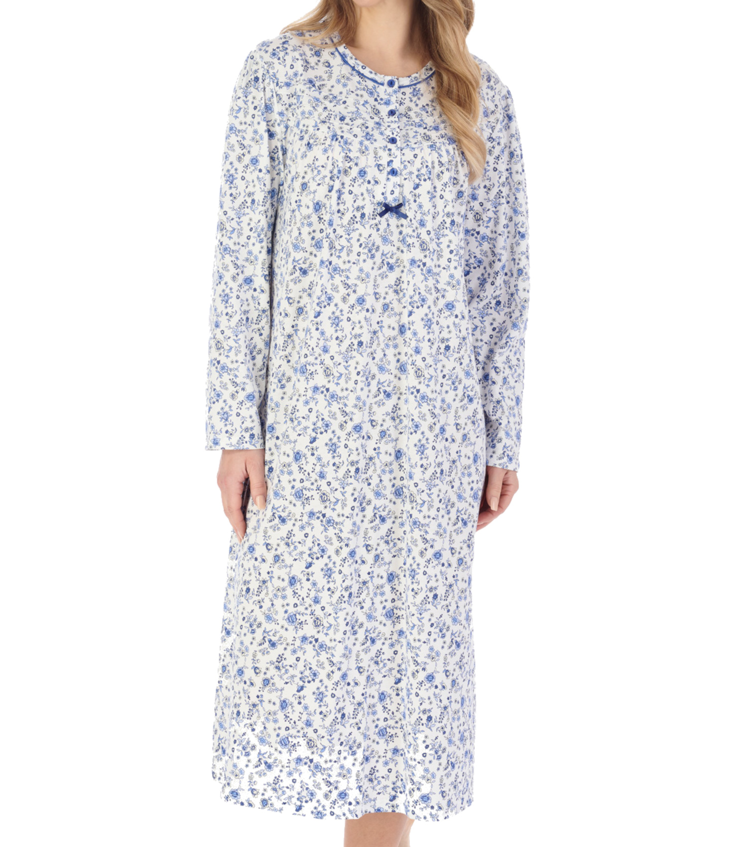 Camicia da notte donna Slenderella Ditsy in jersey floreale manica lunga girocollo - Foto 8 di 37
