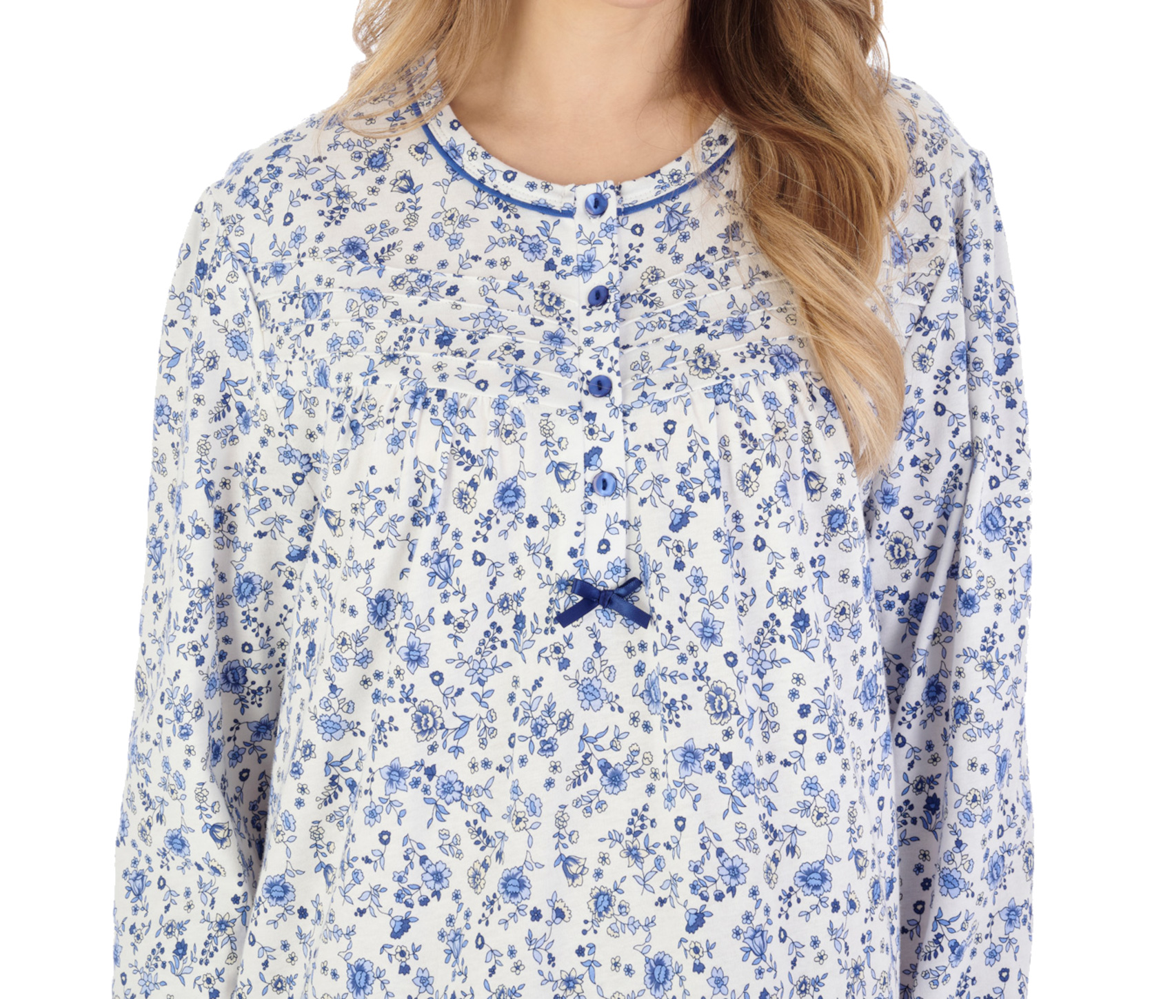 Camicia da notte donna Slenderella Ditsy in jersey floreale manica lunga girocollo - Foto 15 di 37