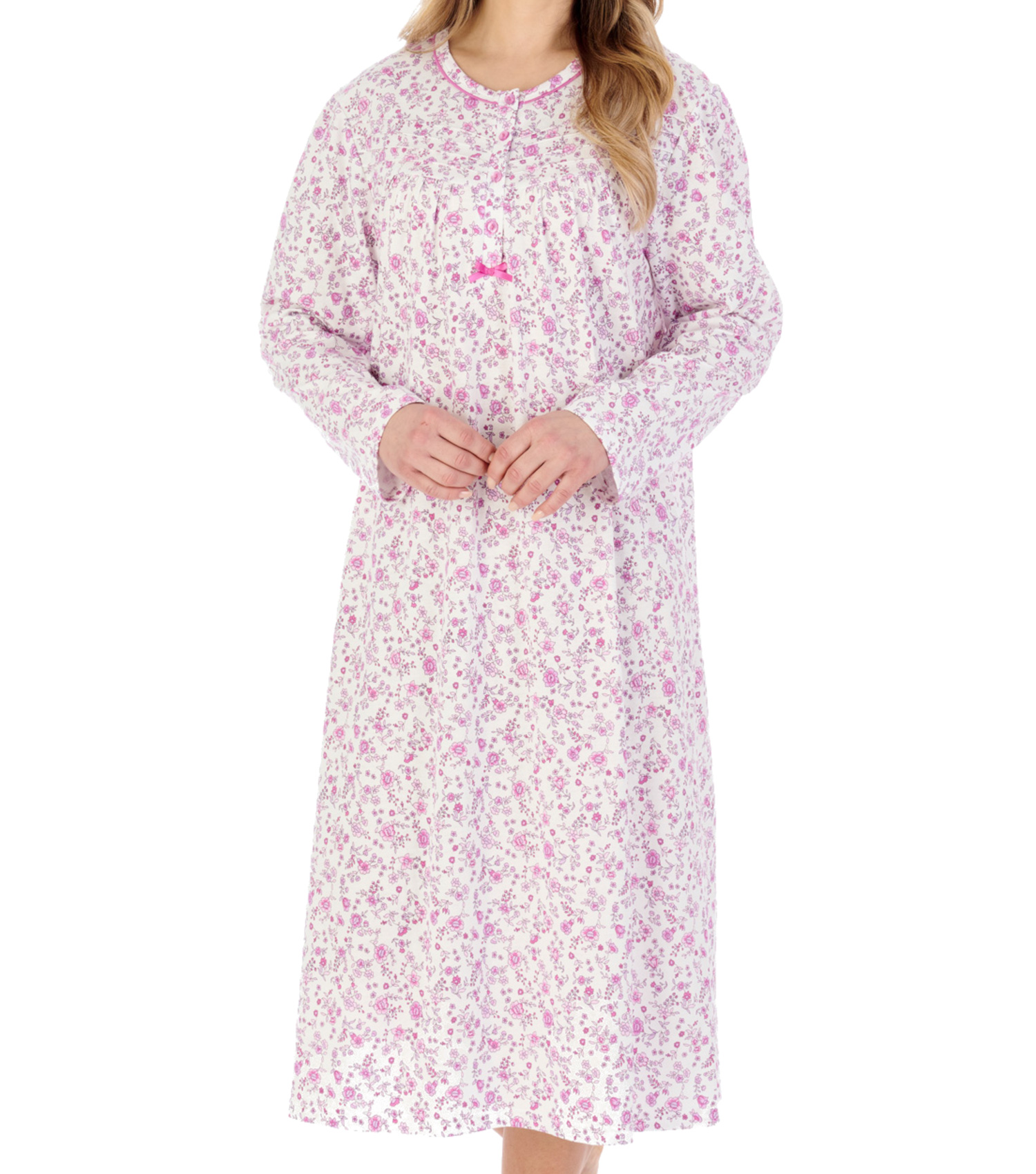 Camicia da notte donna Slenderella Ditsy in jersey floreale manica lunga girocollo - Foto 28 di 37