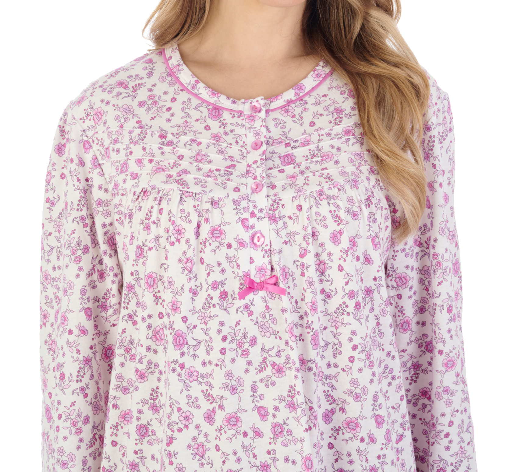 Camicia da notte donna Slenderella Ditsy in jersey floreale manica lunga girocollo - Foto 35 di 37