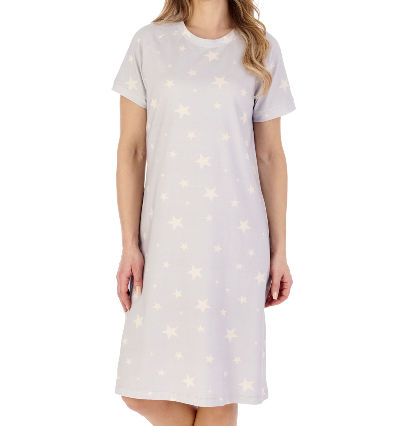 Slenderella Ladies Star Print Nightie Jersey Cotton Nightdress Short Sleeve - Picture 10 of 21
