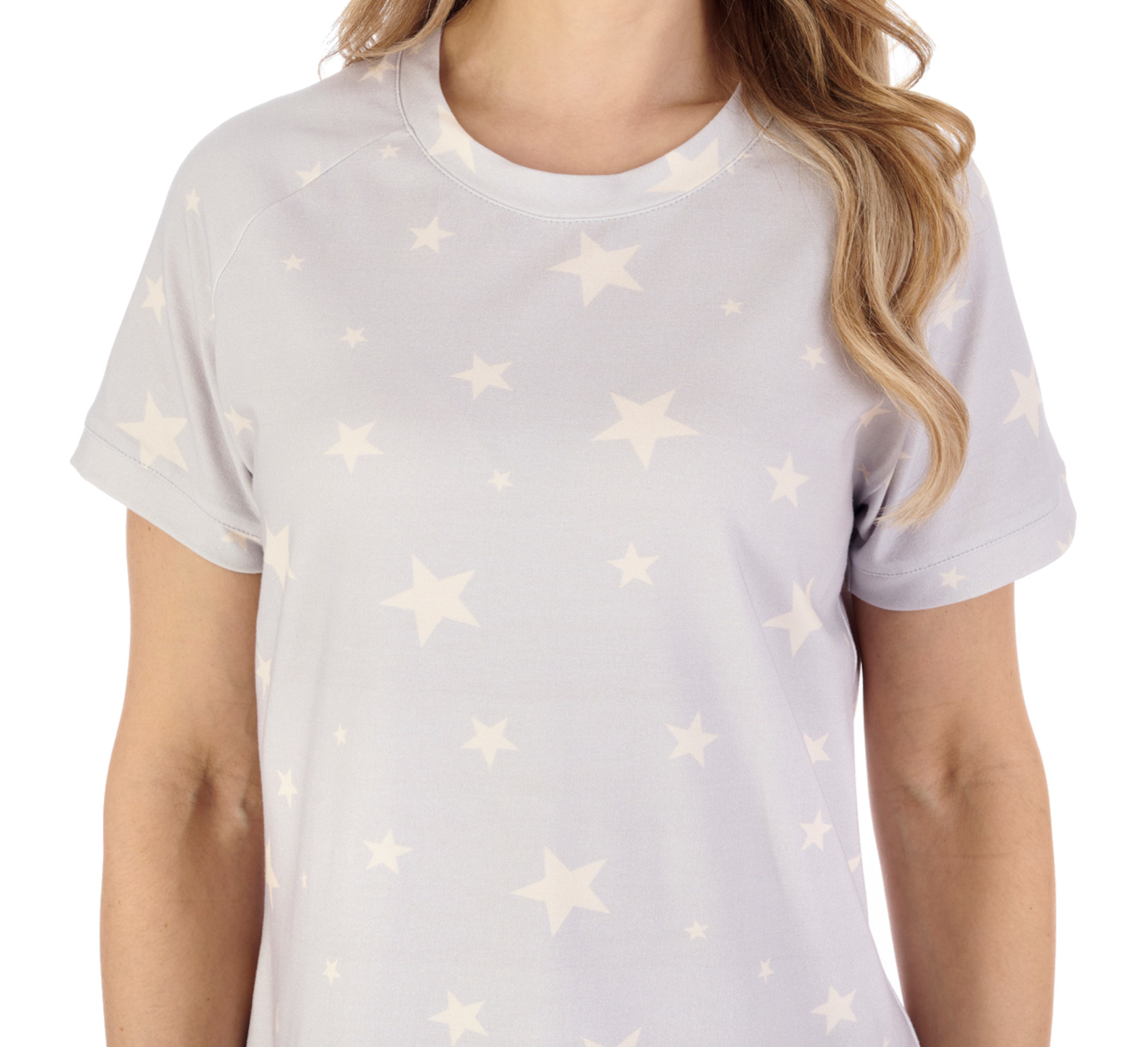 Slenderella Ladies Star Print Nightie Jersey Cotton Nightdress Short Sleeve - Picture 11 of 21