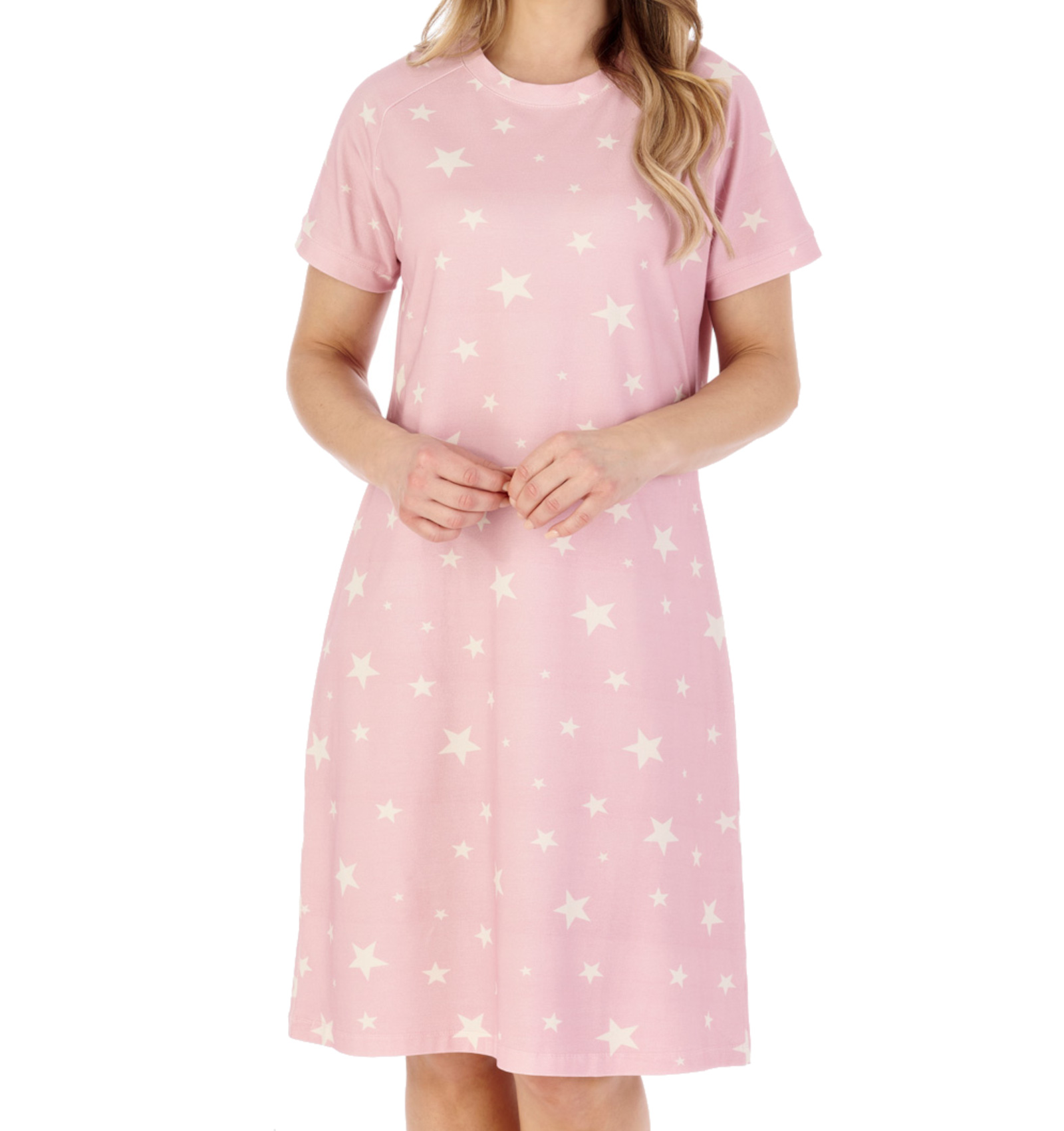 Slenderella Ladies Star Print Nightie Jersey Cotton Nightdress Short Sleeve - Picture 16 of 21